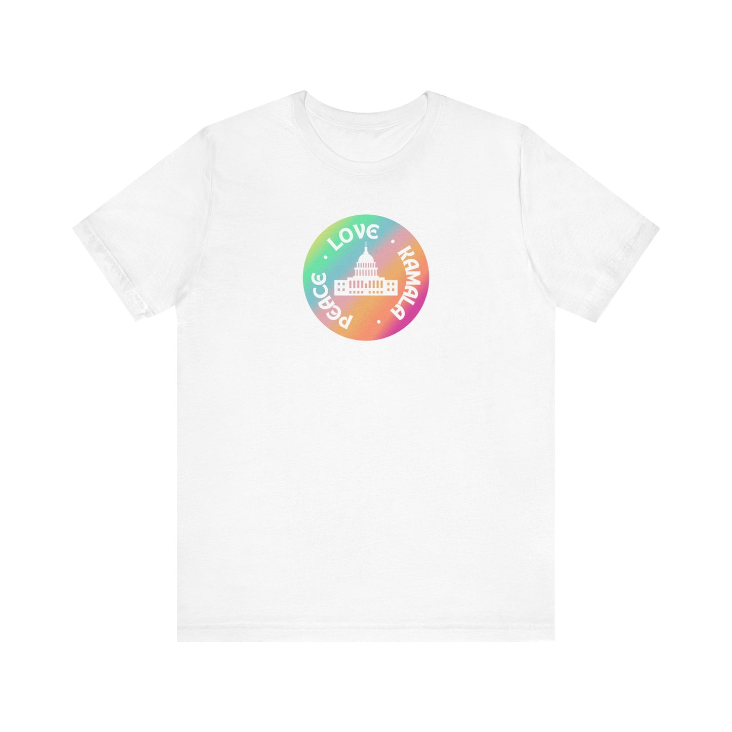 Rainbow Peace Love Kamala Jersey Short Sleeve Tee