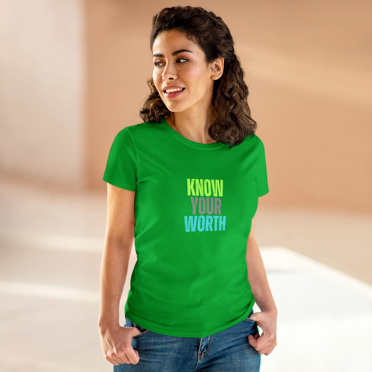 Know Your Worth Women's Midweight Cotton Tee