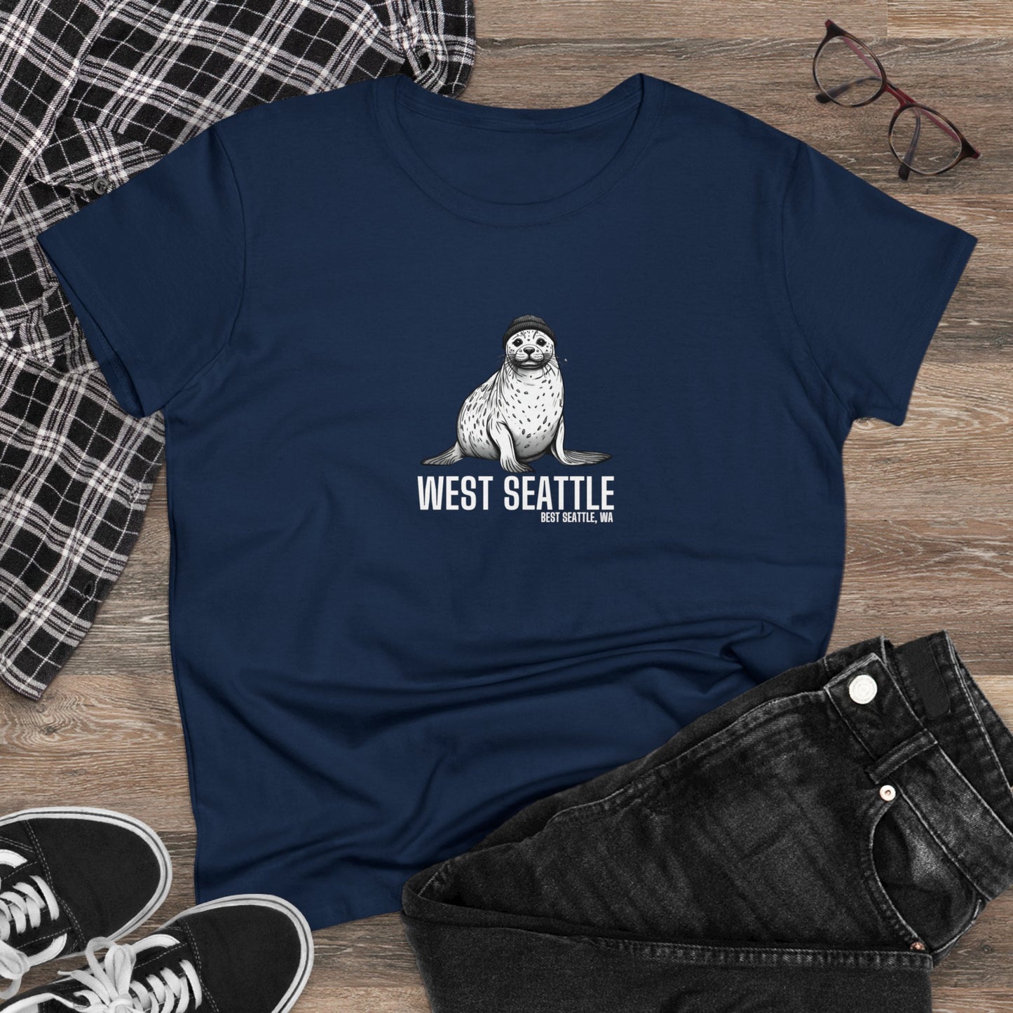 West Seattle Harbor Seal Women's Midweight Cotton Tee