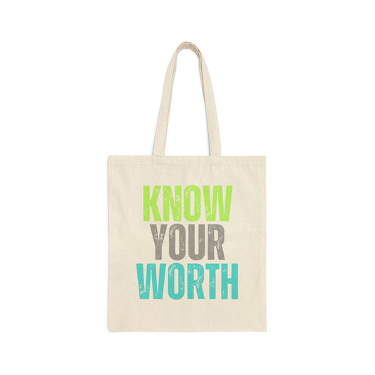 Know Your Worth Cotton Canvas Tote Bag