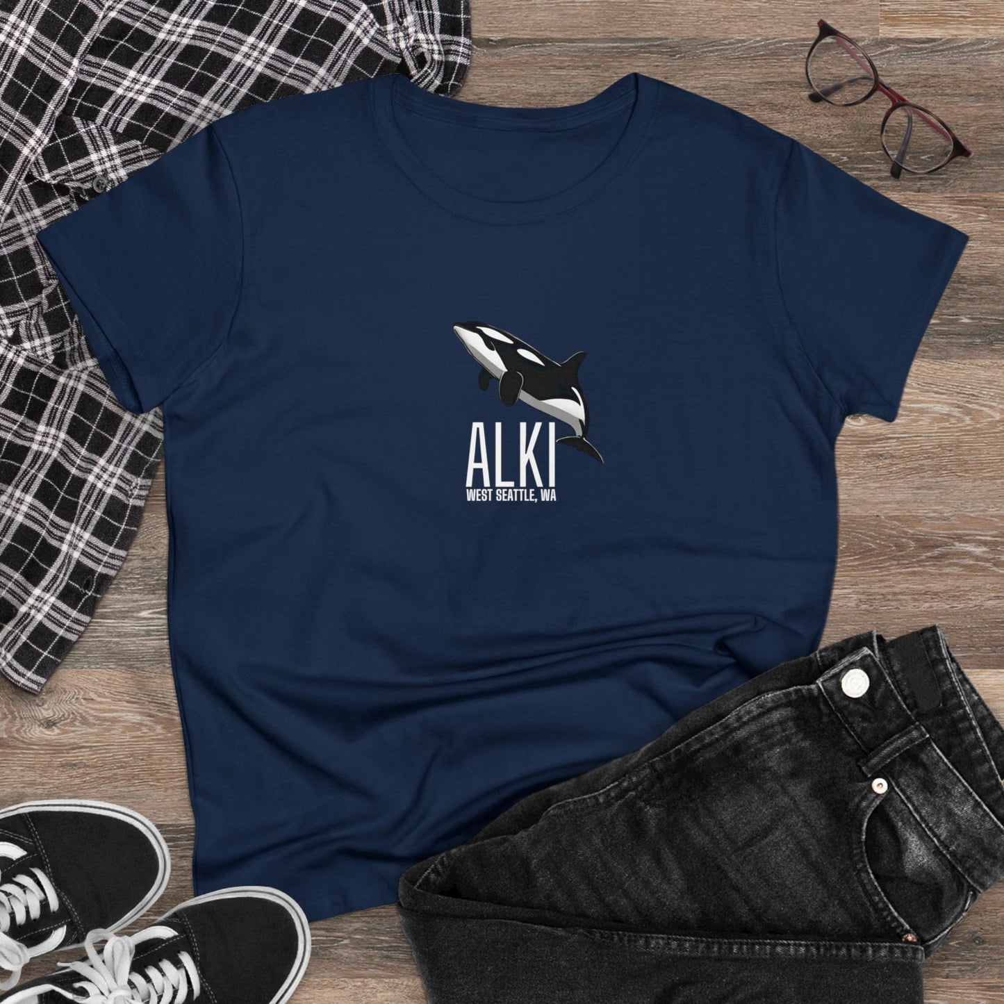 Alki West Seattle Orca Women's Midweight Cotton Tee