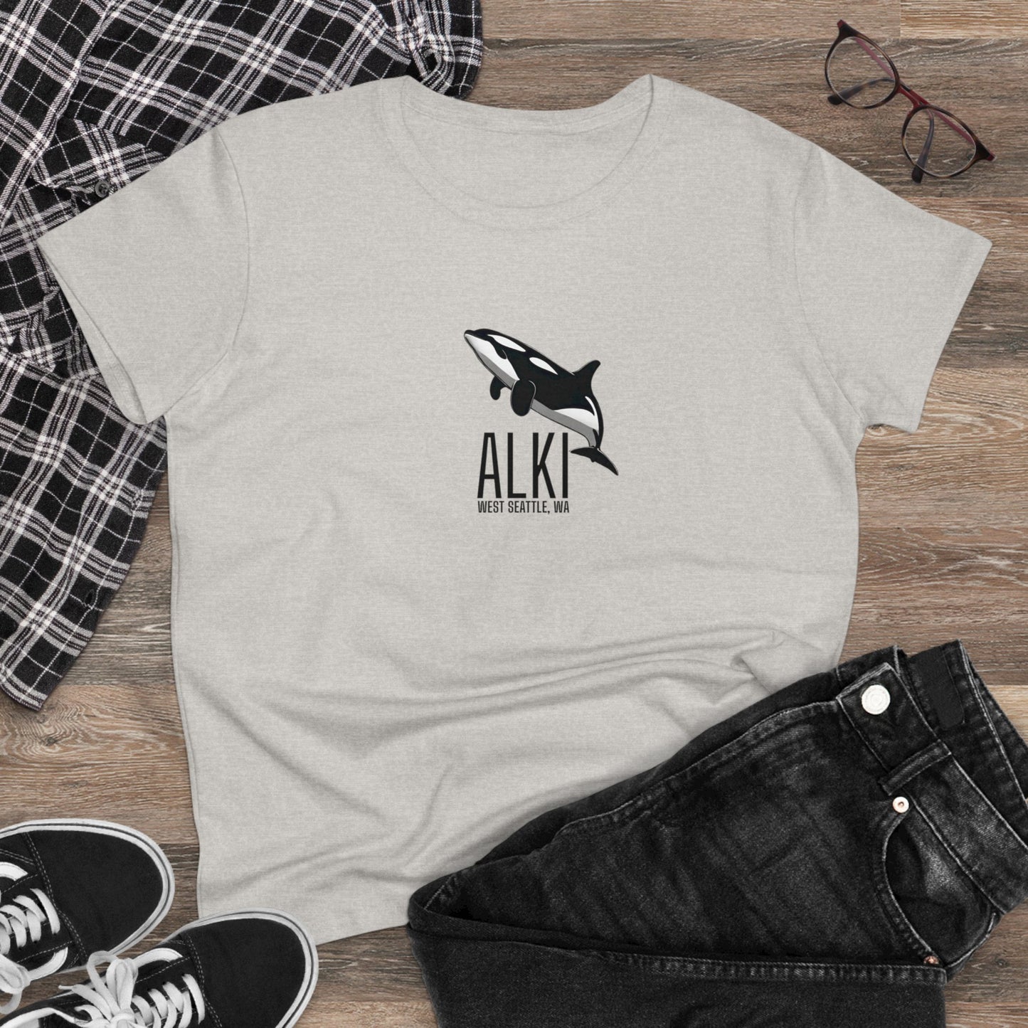 Alki West Seattle Orca Women's Midweight Cotton Tee