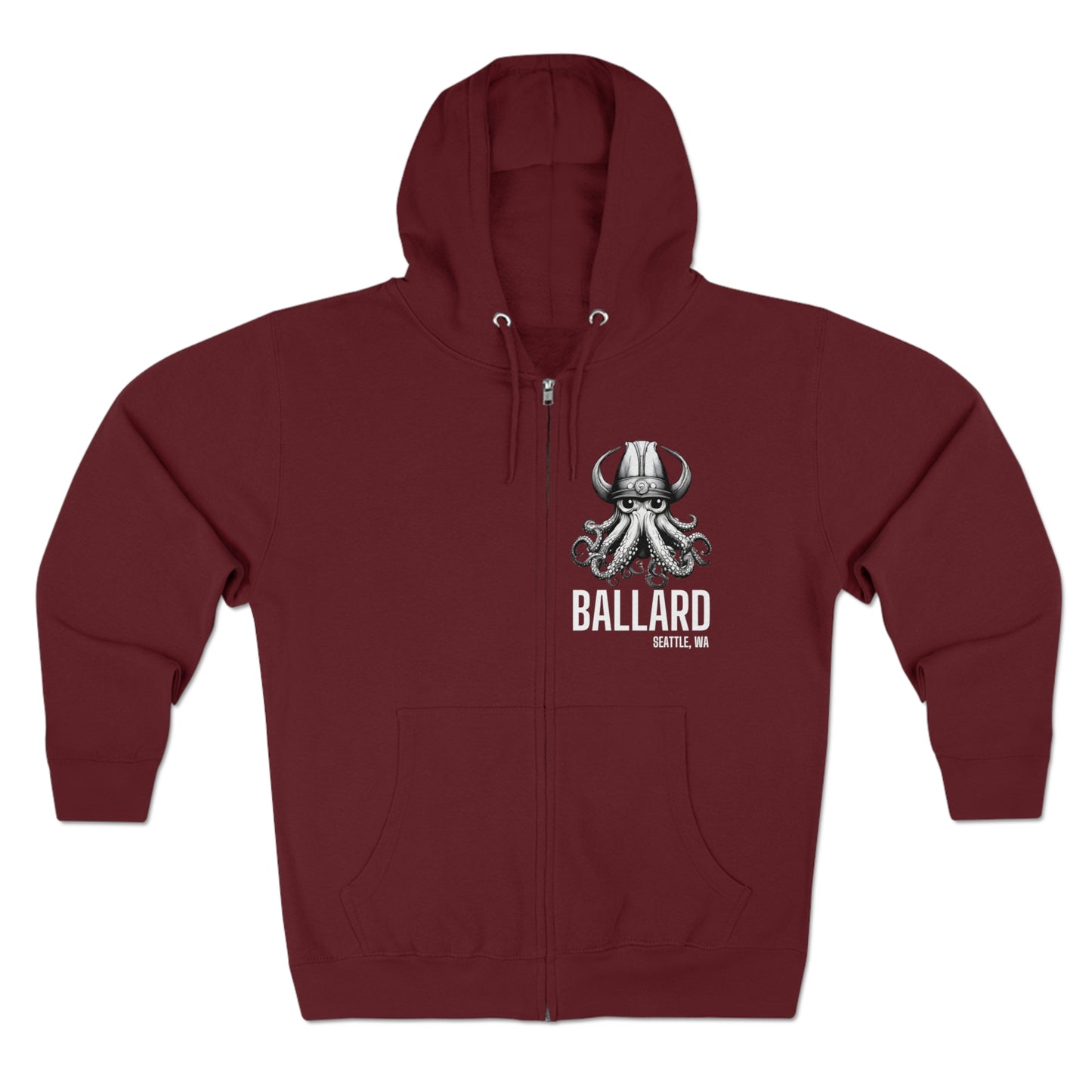 Ballard WA Octopus Unisex Zip Hoodie