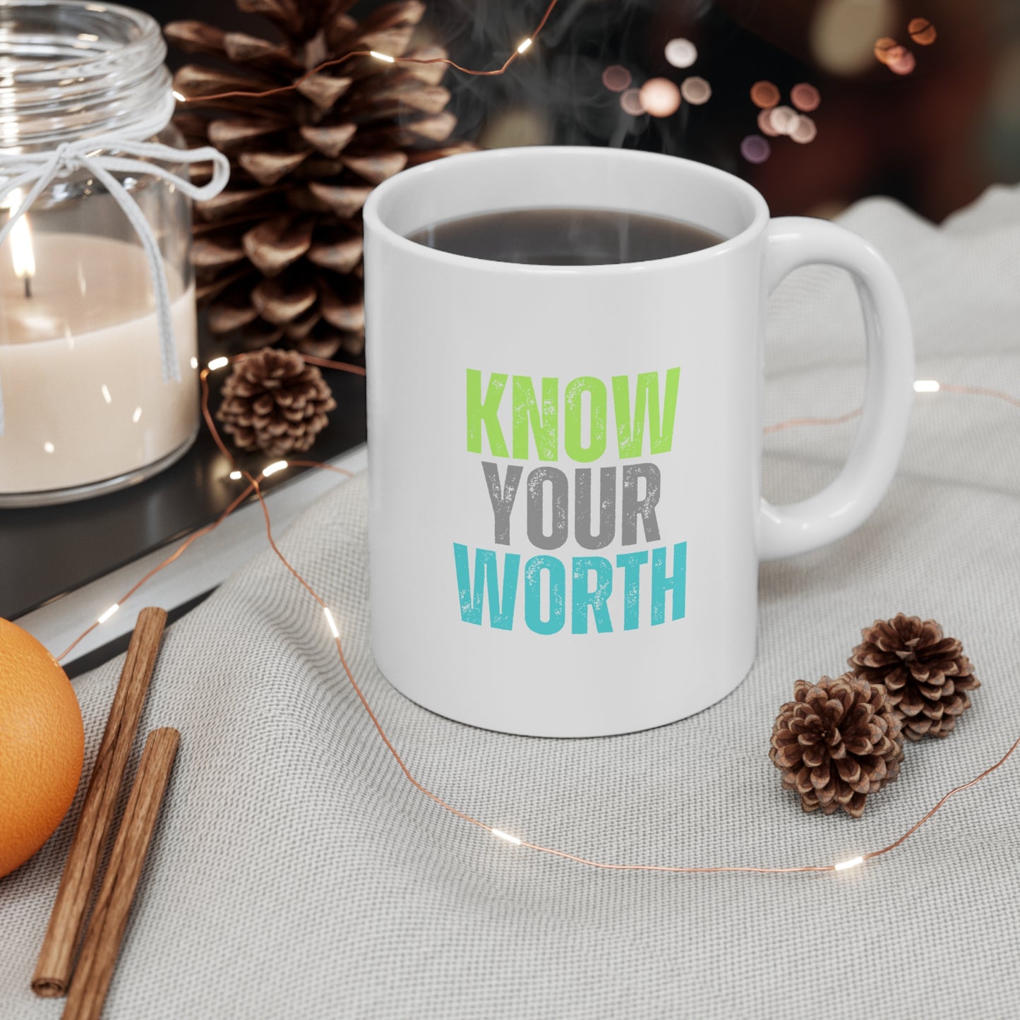 Know Your Worth Ceramic Mug 11oz