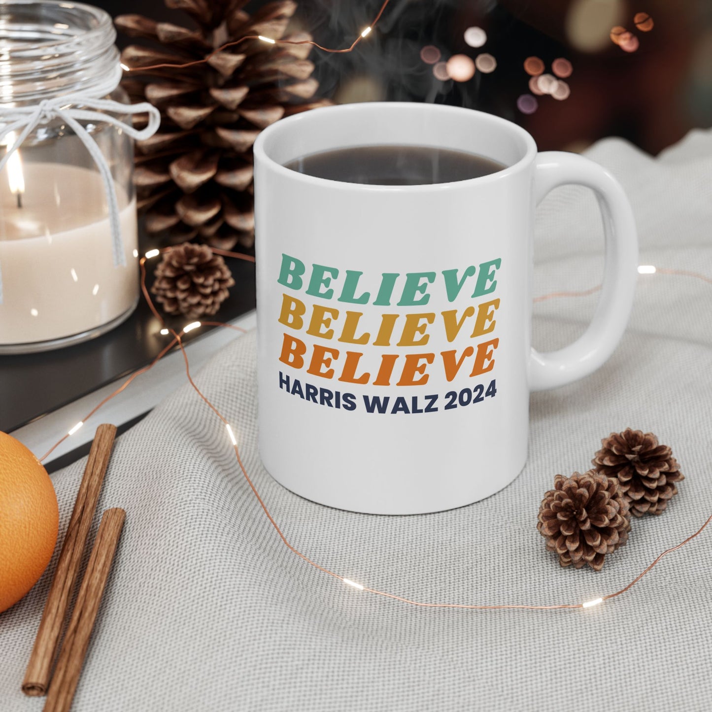 Believe Harris Walz Ceramic Mug, (11oz)