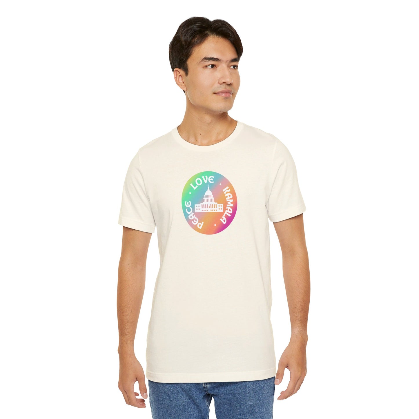 Rainbow Peace Love Kamala Jersey Short Sleeve Tee