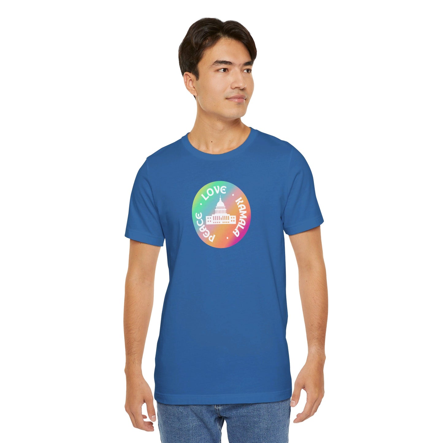 Rainbow Peace Love Kamala Jersey Short Sleeve Tee