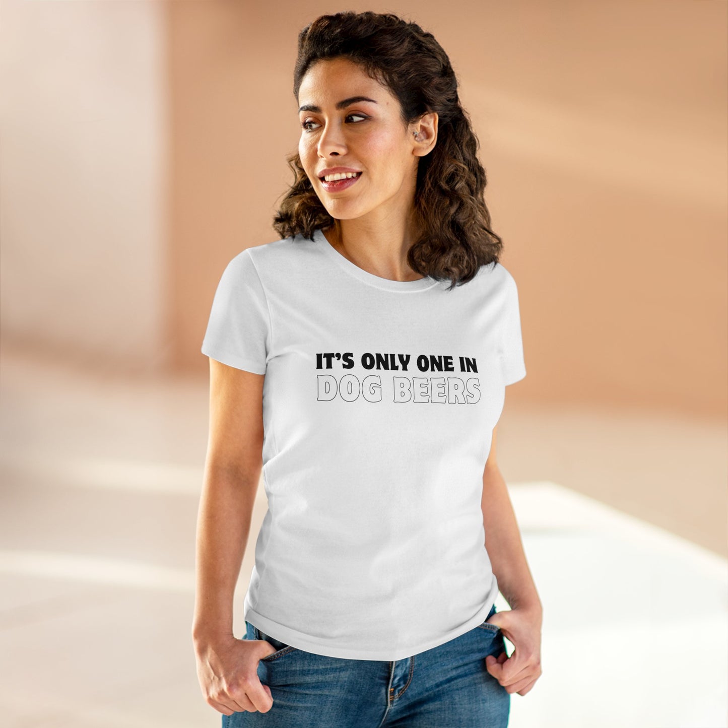 Only One in Dog Beers Women's Midweight Cotton Tee