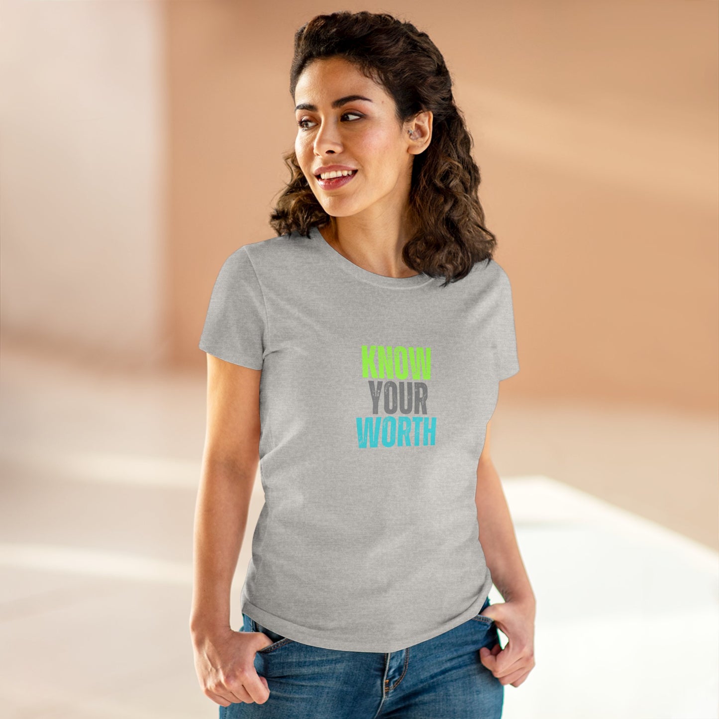 Know Your Worth Women's Midweight Cotton Tee