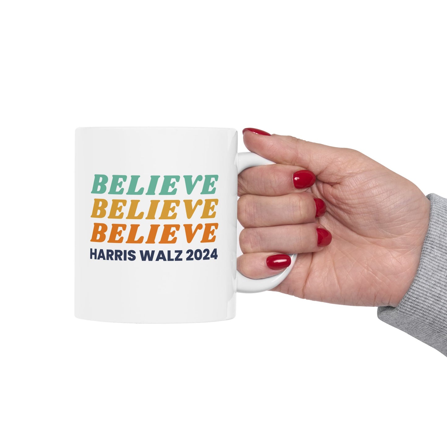 Believe Harris Walz Ceramic Mug, (11oz)