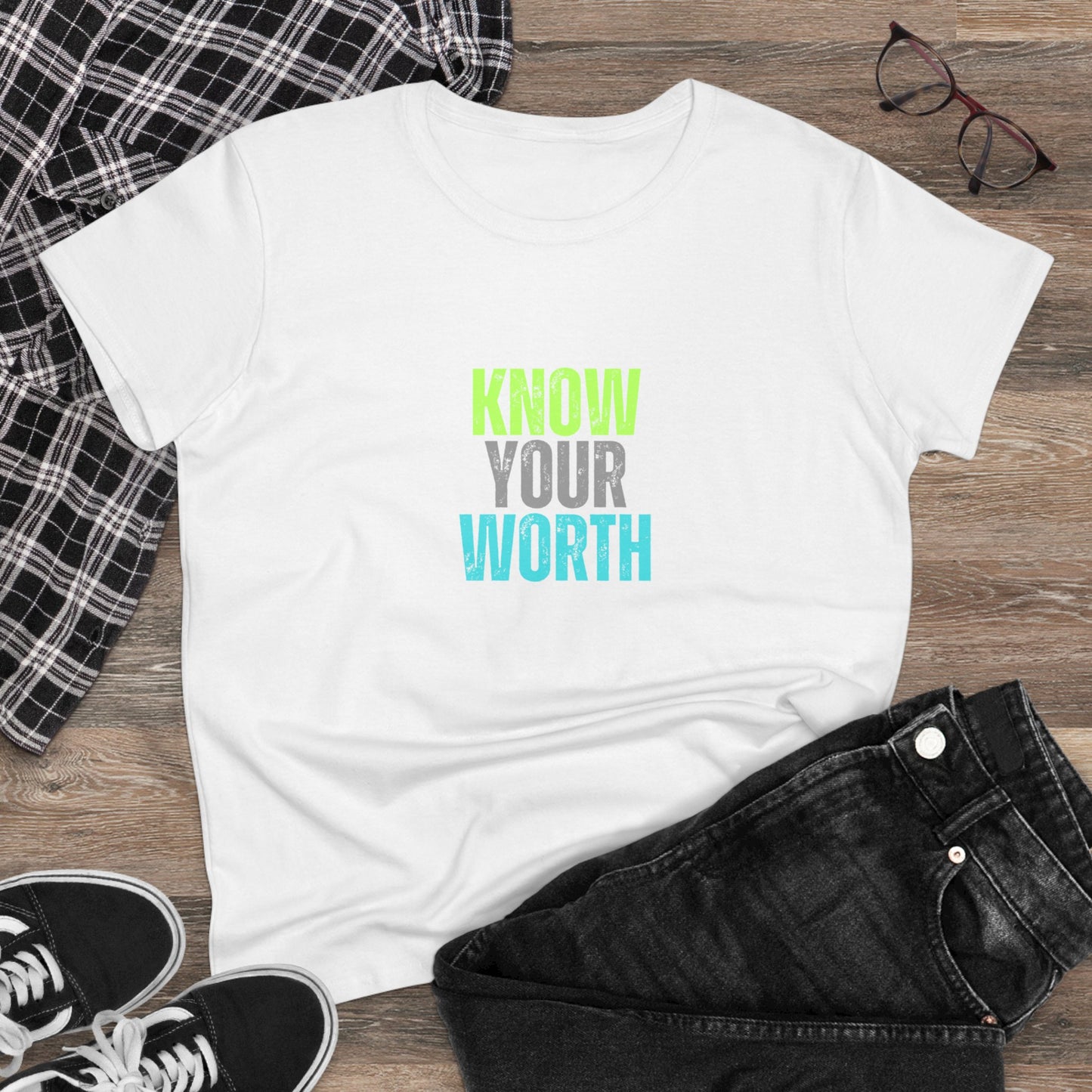 Know Your Worth Women's Midweight Cotton Tee