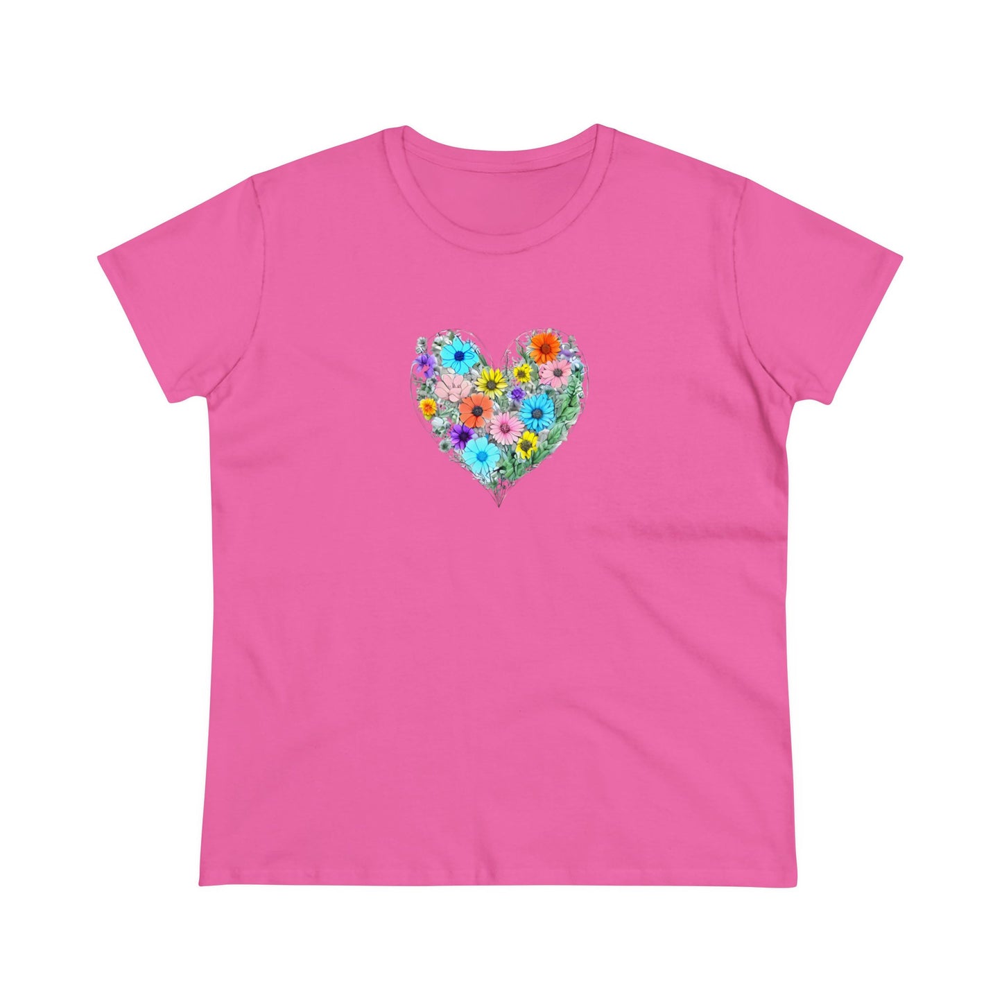 Floral Heart Women's Midweight Cotton Tee