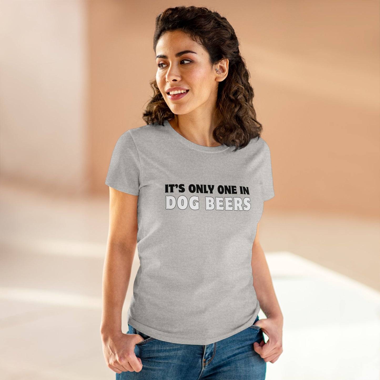 Only One in Dog Beers Women's Midweight Cotton Tee