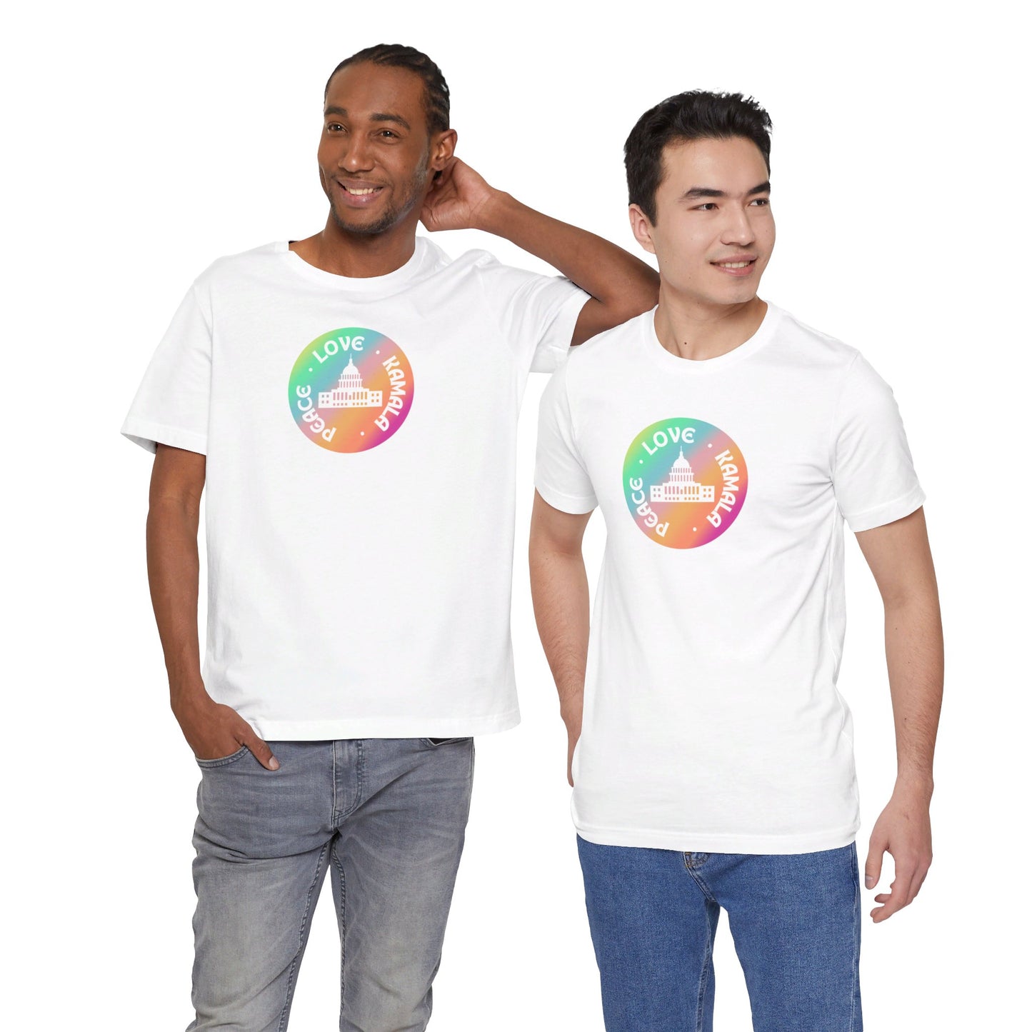 Rainbow Peace Love Kamala Jersey Short Sleeve Tee