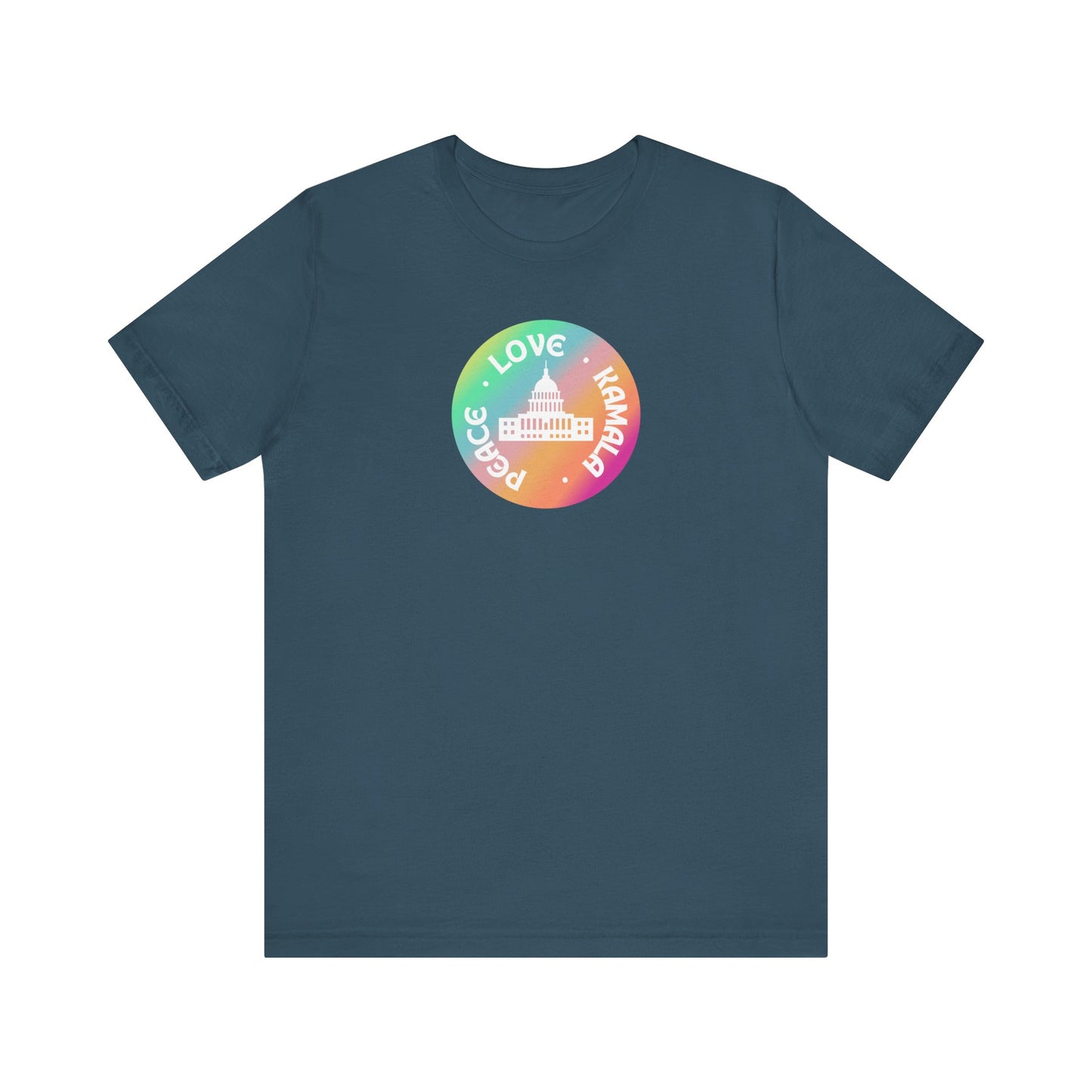 Rainbow Peace Love Kamala Jersey Short Sleeve Tee