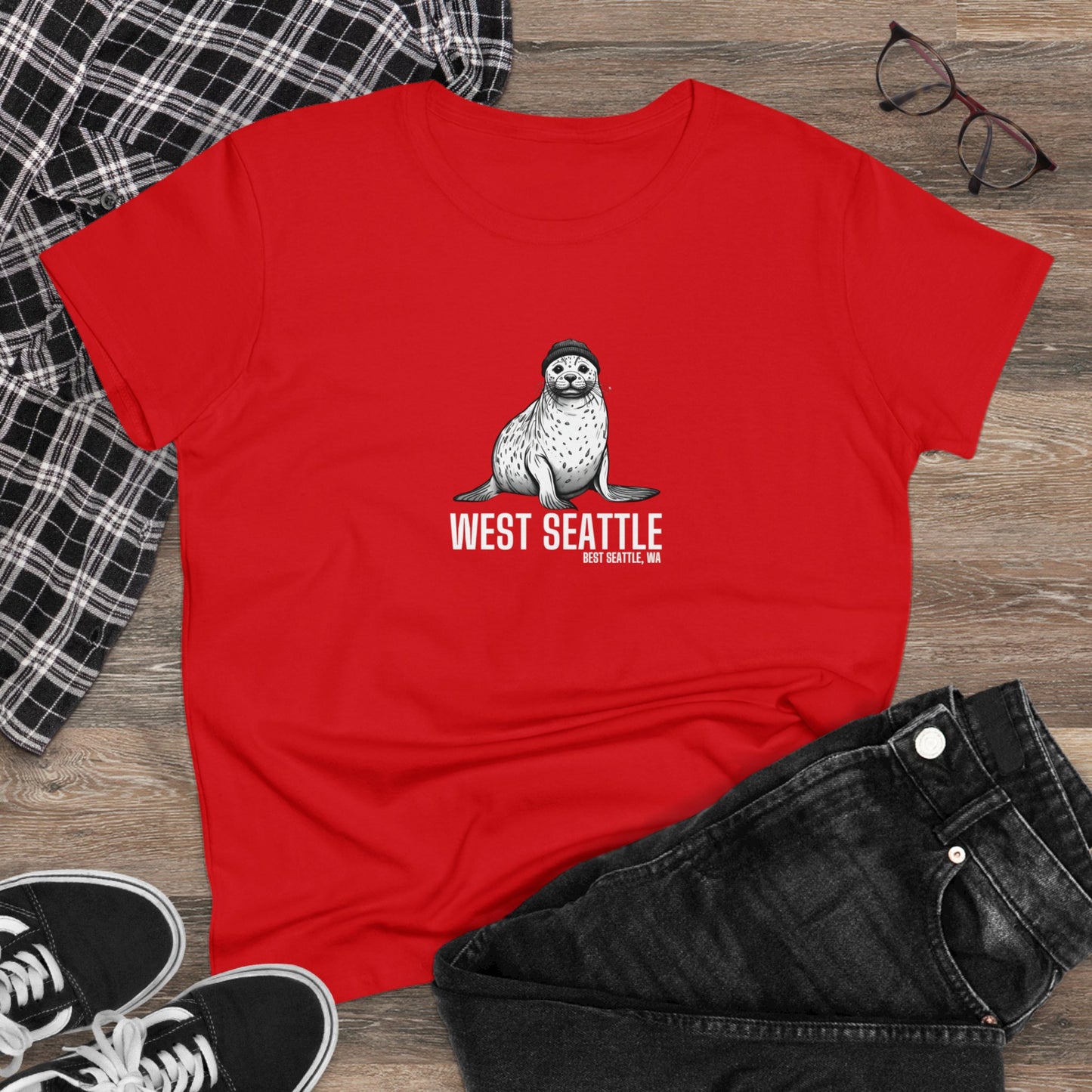 West Seattle Harbor Seal Women's Midweight Cotton Tee