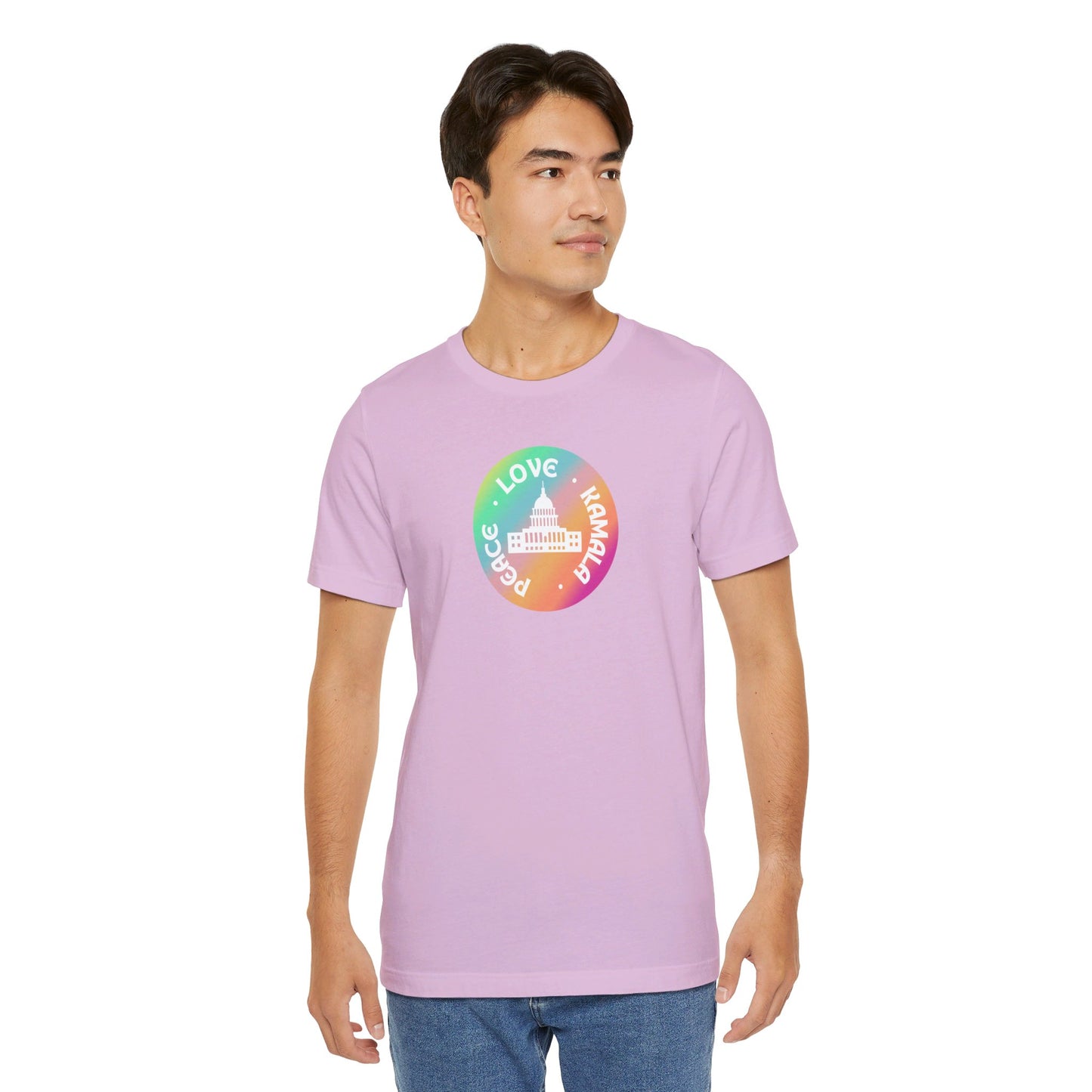 Rainbow Peace Love Kamala Jersey Short Sleeve Tee