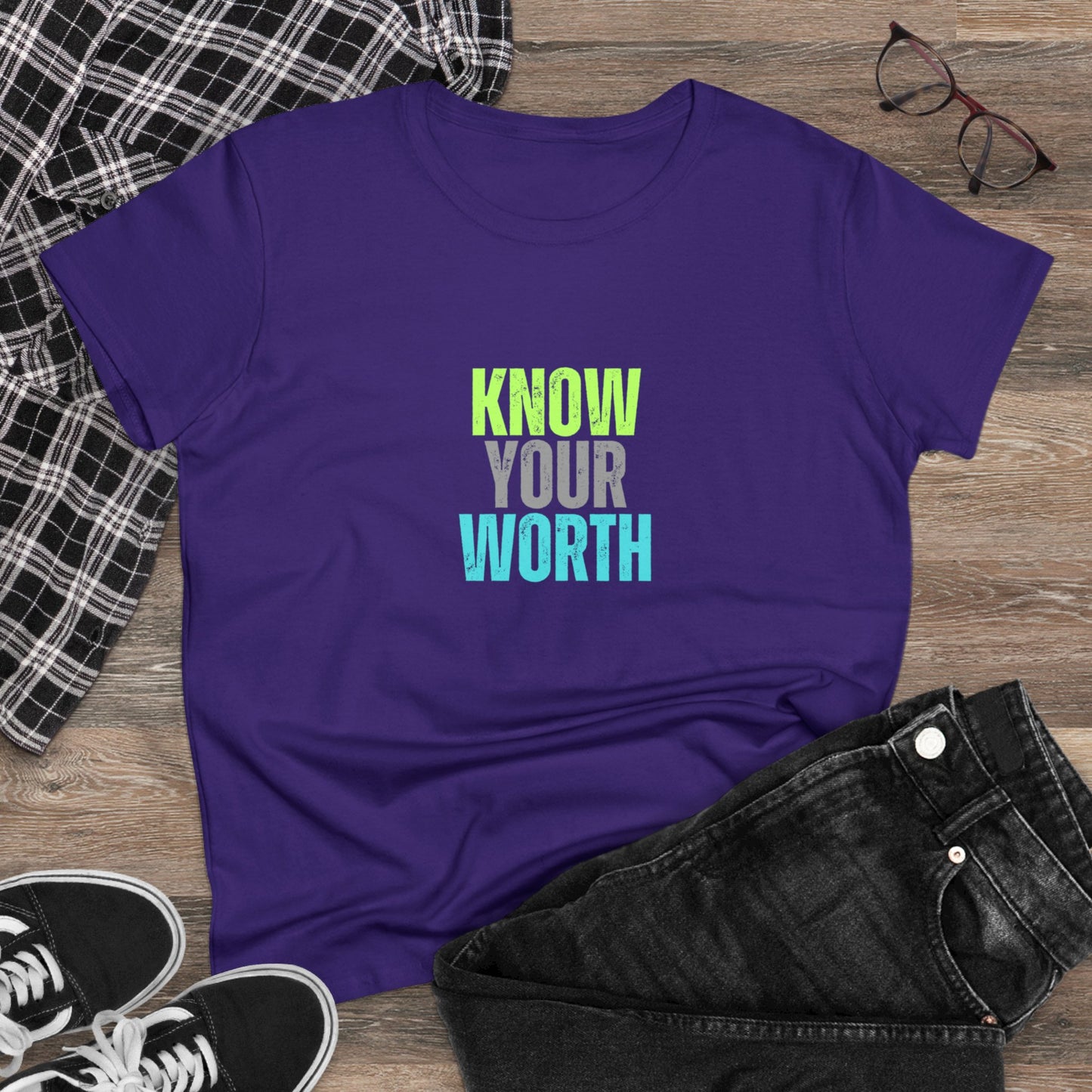 Know Your Worth Women's Midweight Cotton Tee