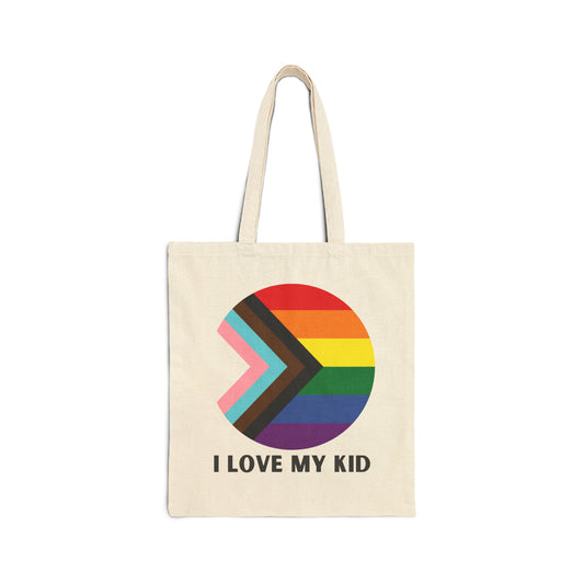 I Love My Kid Cotton Canvas Tote Bag