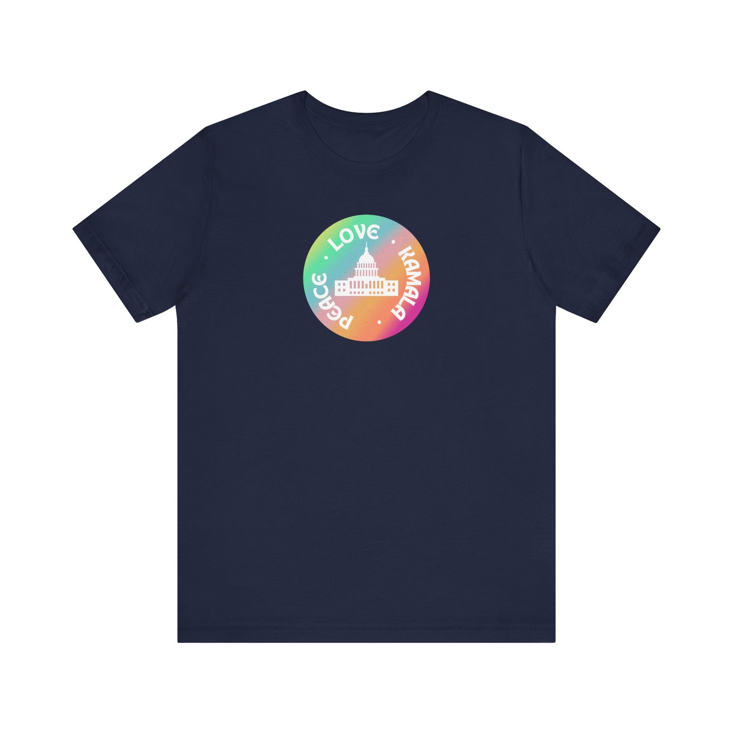 Rainbow Peace Love Kamala Jersey Short Sleeve Tee