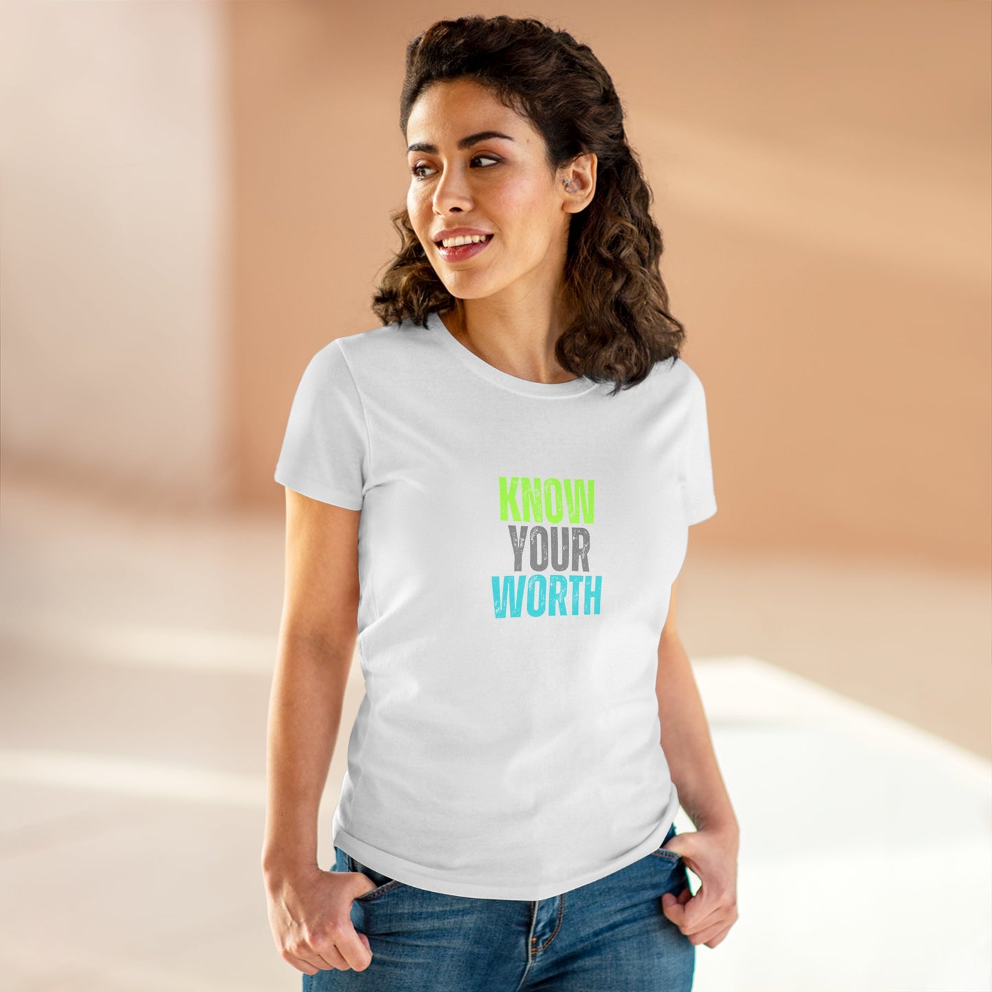 Know Your Worth Women's Midweight Cotton Tee