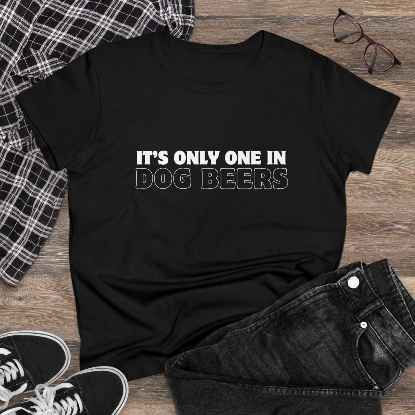 Only One in Dog Beers Women's Midweight Cotton Tee