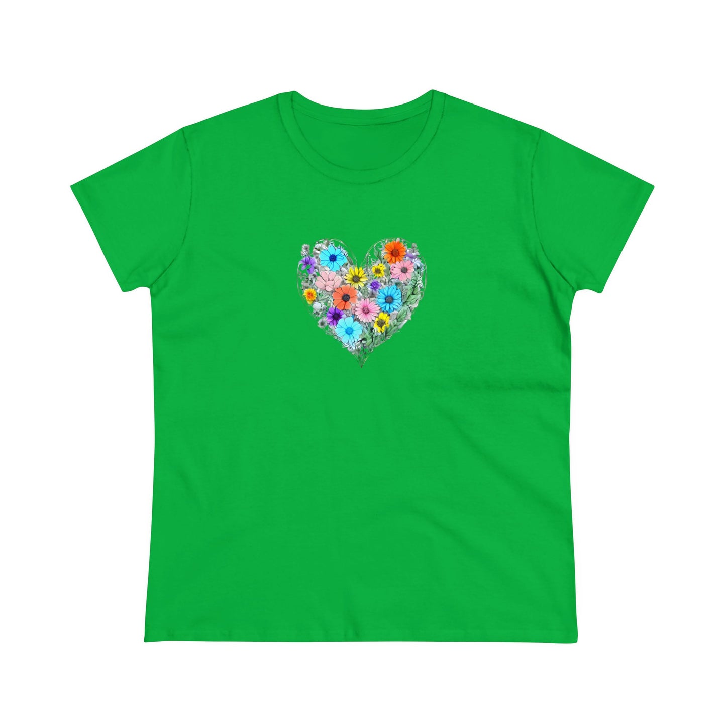 Floral Heart Women's Midweight Cotton Tee