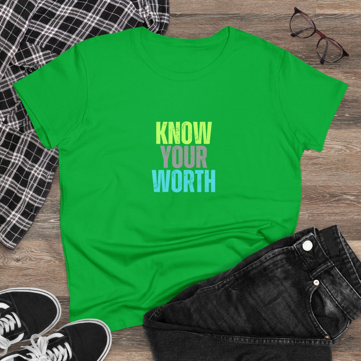 Know Your Worth Women's Midweight Cotton Tee