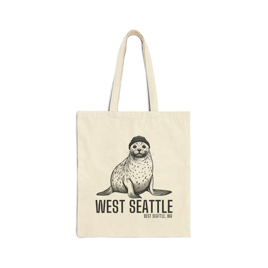 West Seattle Harbor Seal Cotton Canvas Tote Bag