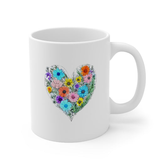 Floral Heart Ceramic Mug 11oz