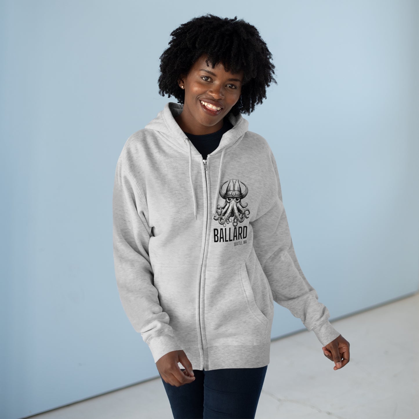 Ballard WA Octopus Unisex Zip Hoodie