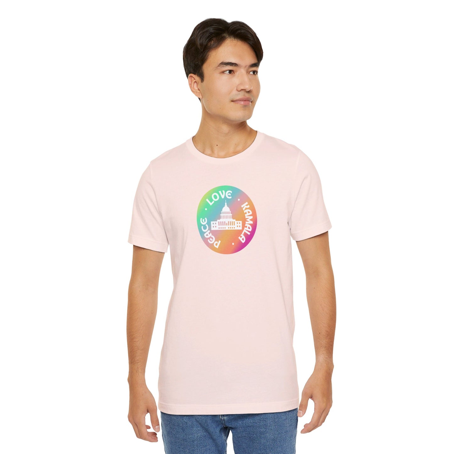 Rainbow Peace Love Kamala Jersey Short Sleeve Tee