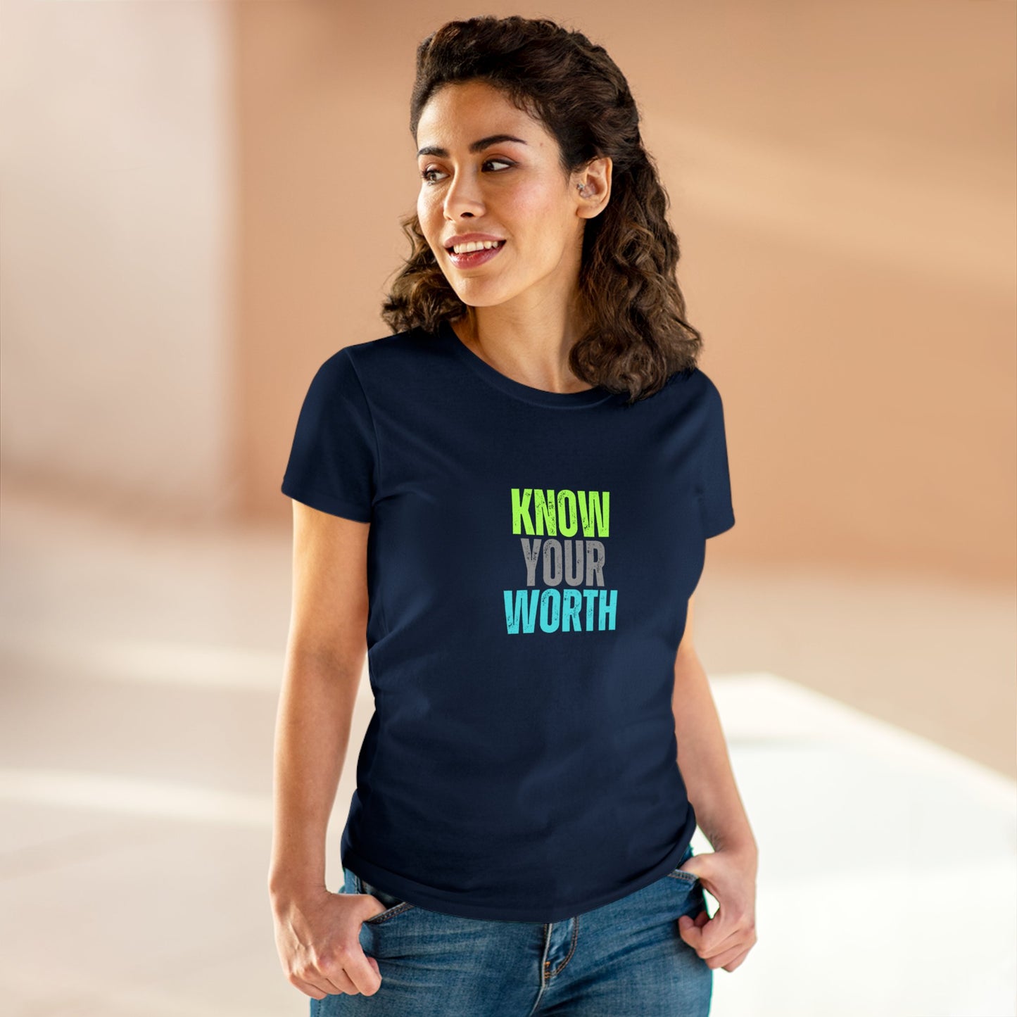 Know Your Worth Women's Midweight Cotton Tee