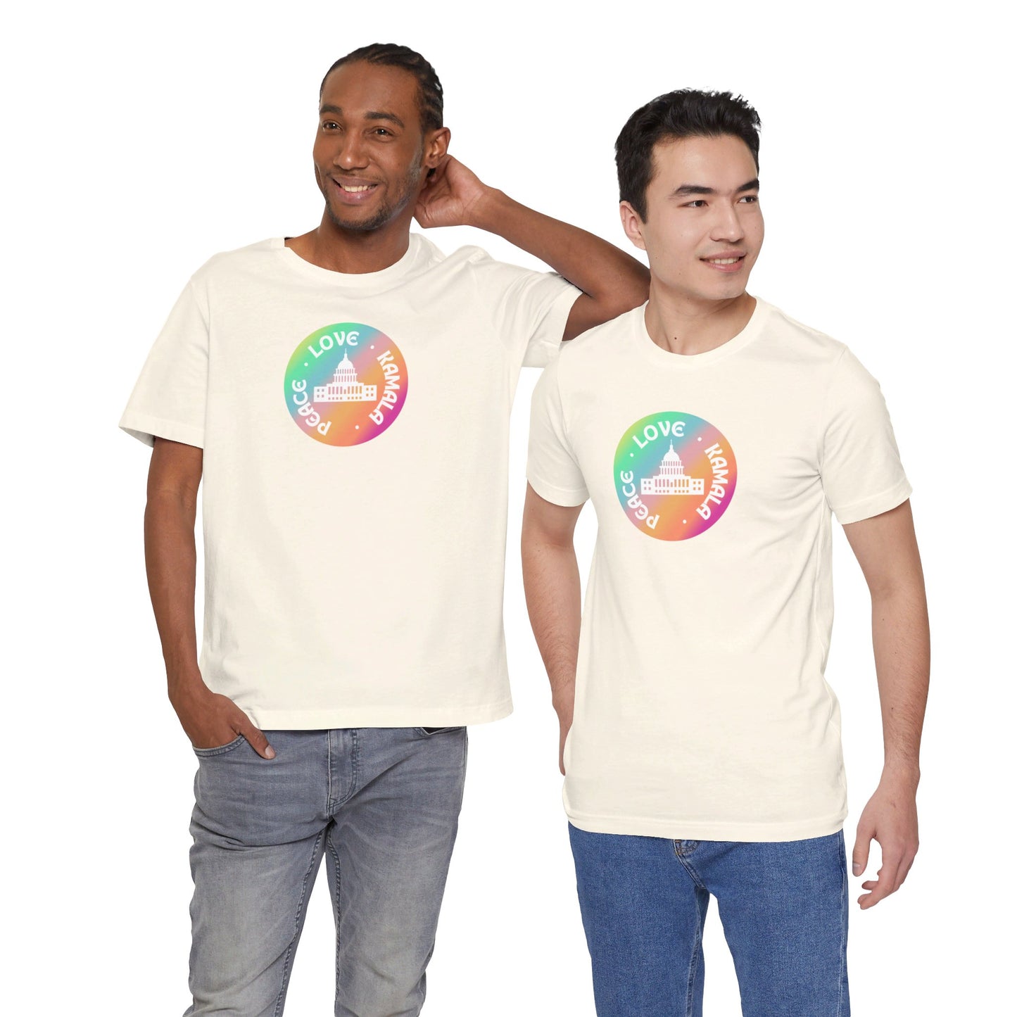 Rainbow Peace Love Kamala Jersey Short Sleeve Tee