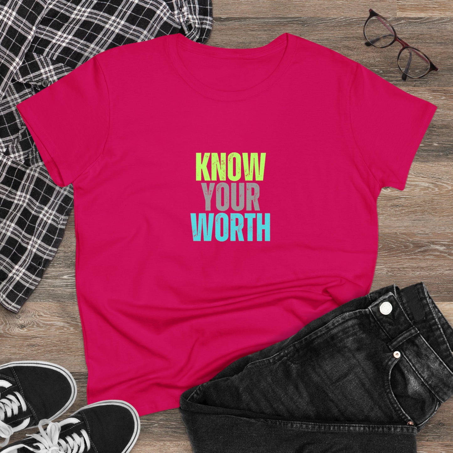 Know Your Worth Women's Midweight Cotton Tee