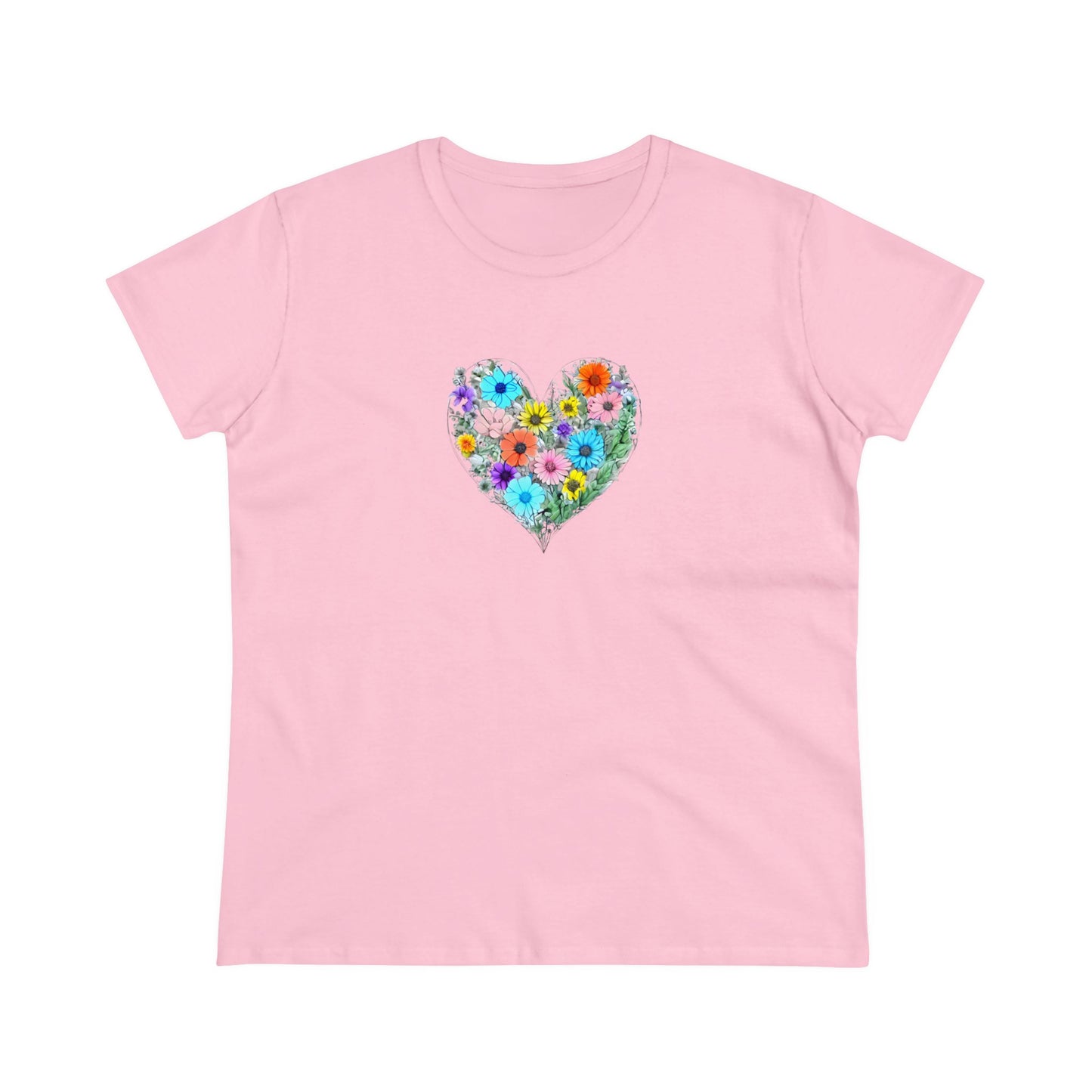 Floral Heart Women's Midweight Cotton Tee