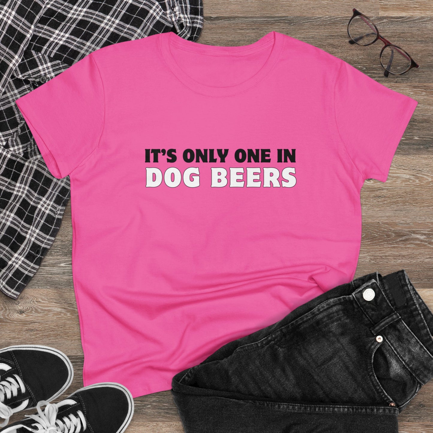 Only One in Dog Beers Women's Midweight Cotton Tee