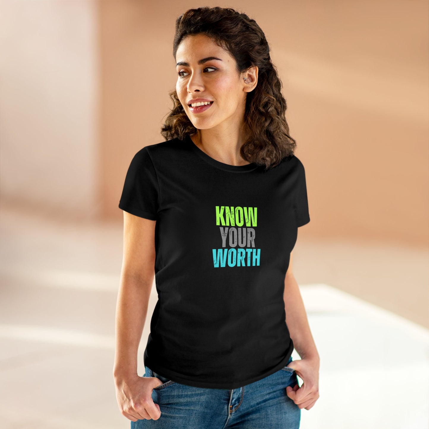 Know Your Worth Women's Midweight Cotton Tee