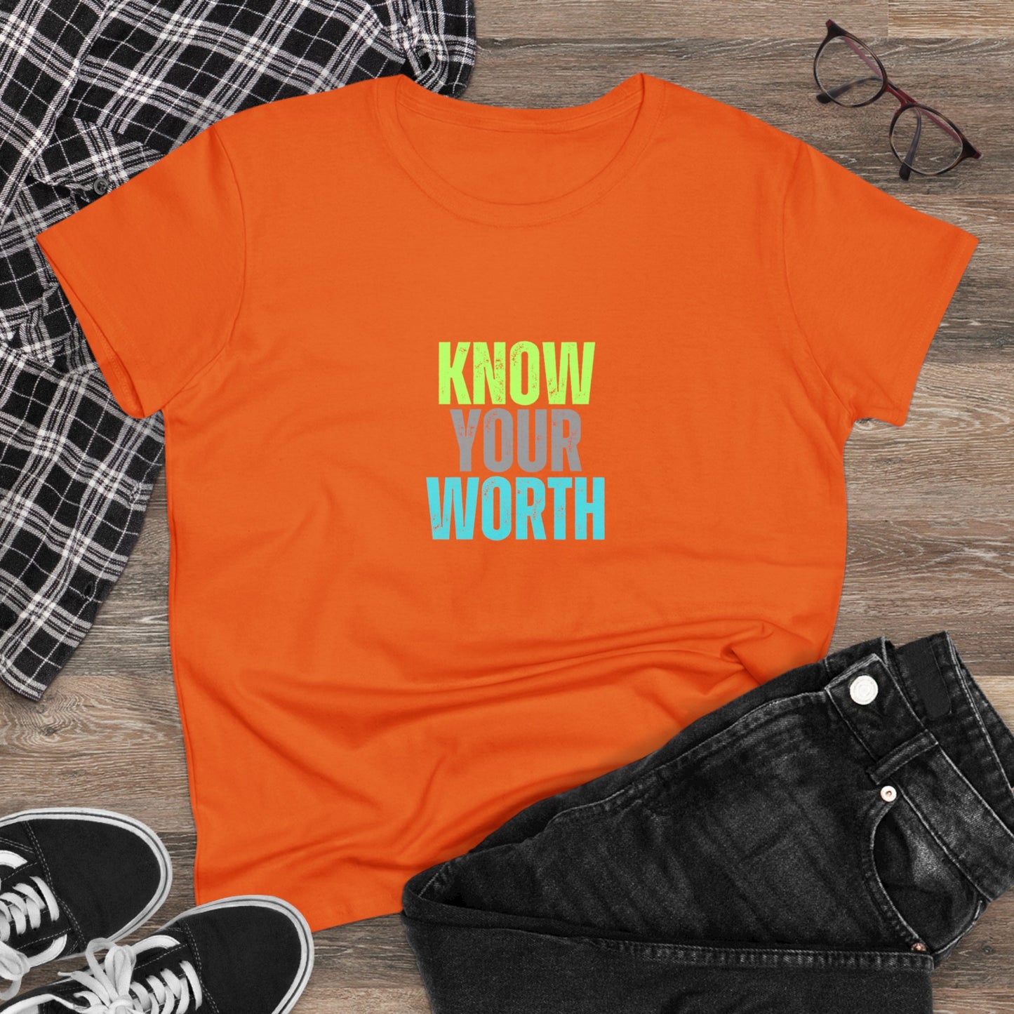 Know Your Worth Women's Midweight Cotton Tee