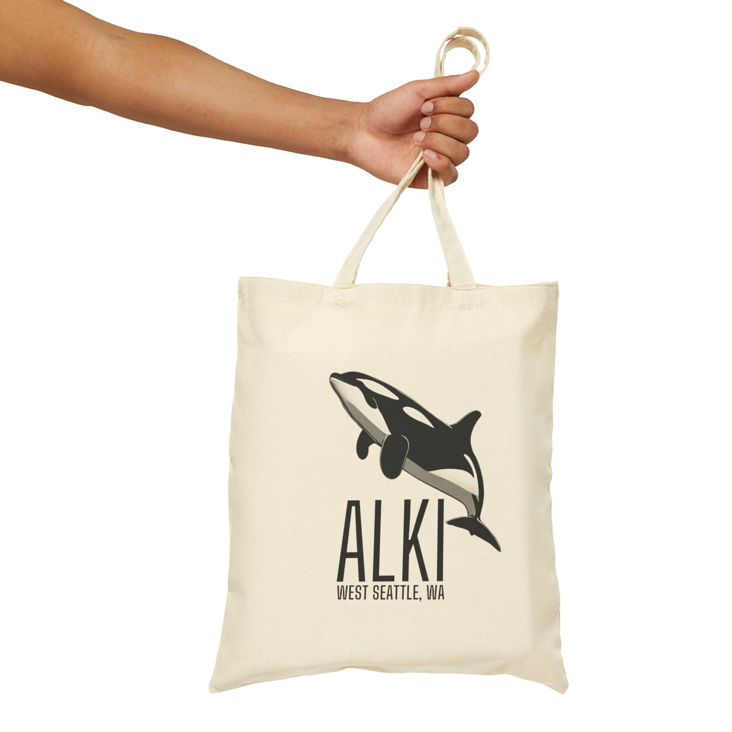 Alki West Seattle Orca Cotton Canvas Tote Bag