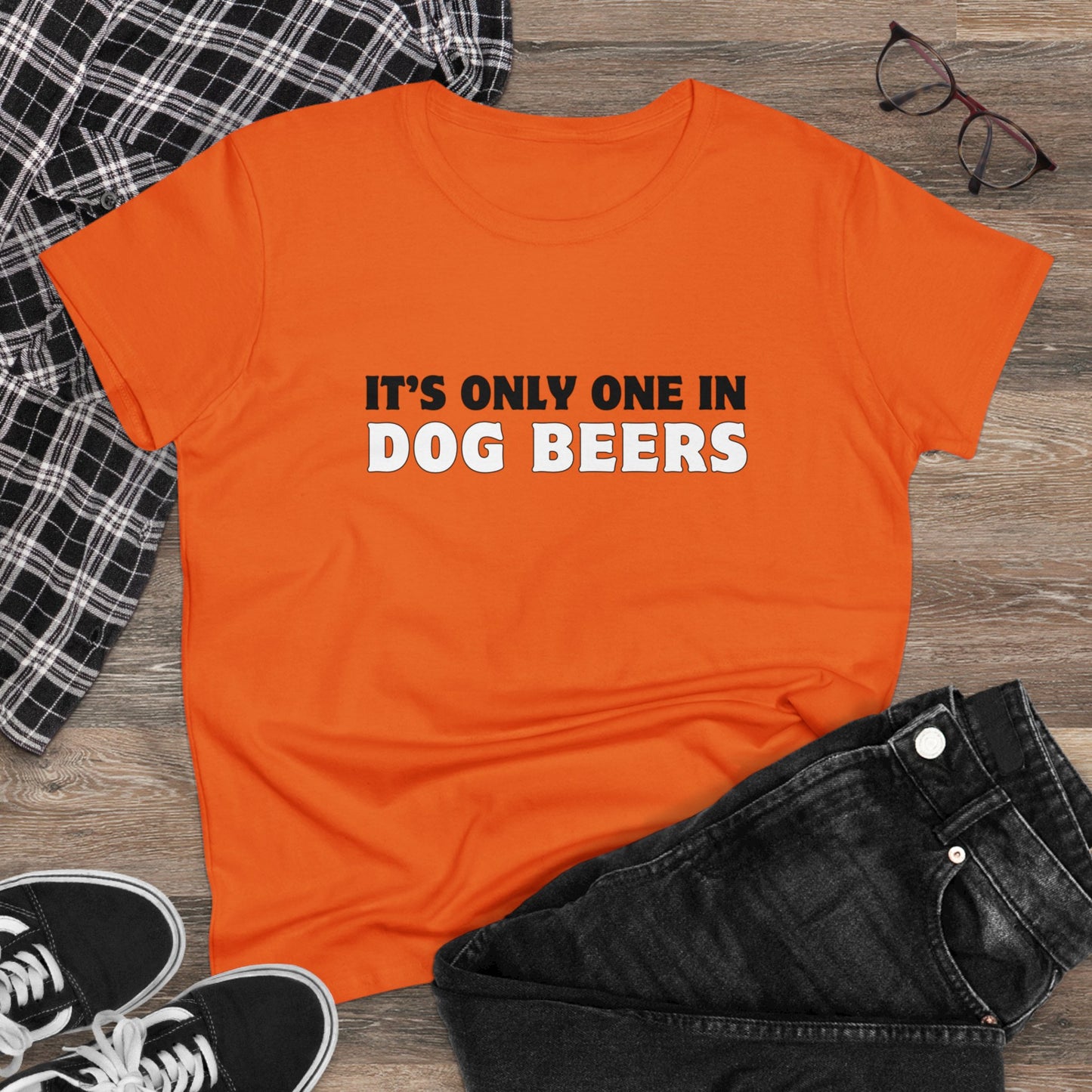 Only One in Dog Beers Women's Midweight Cotton Tee