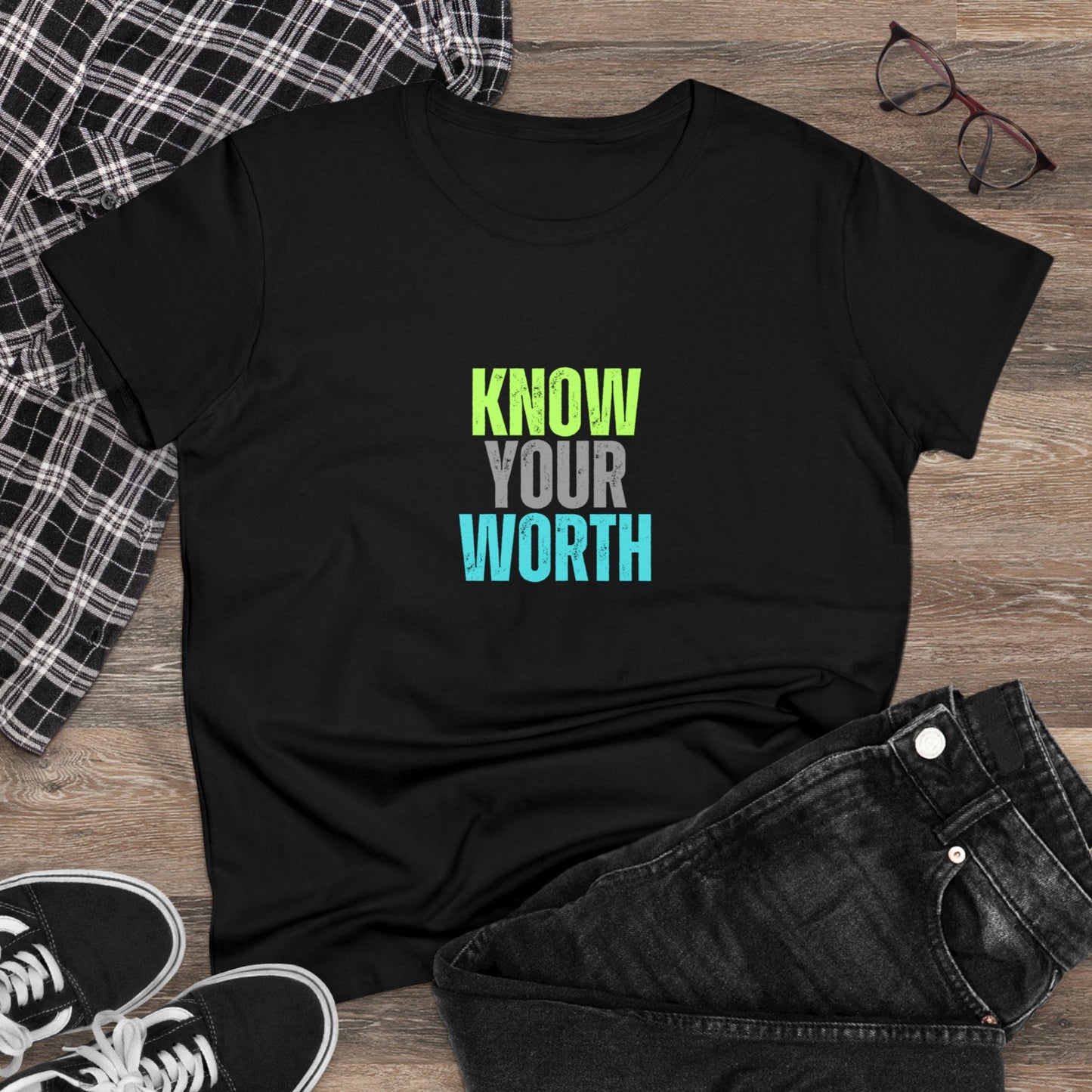 Know Your Worth Women's Midweight Cotton Tee