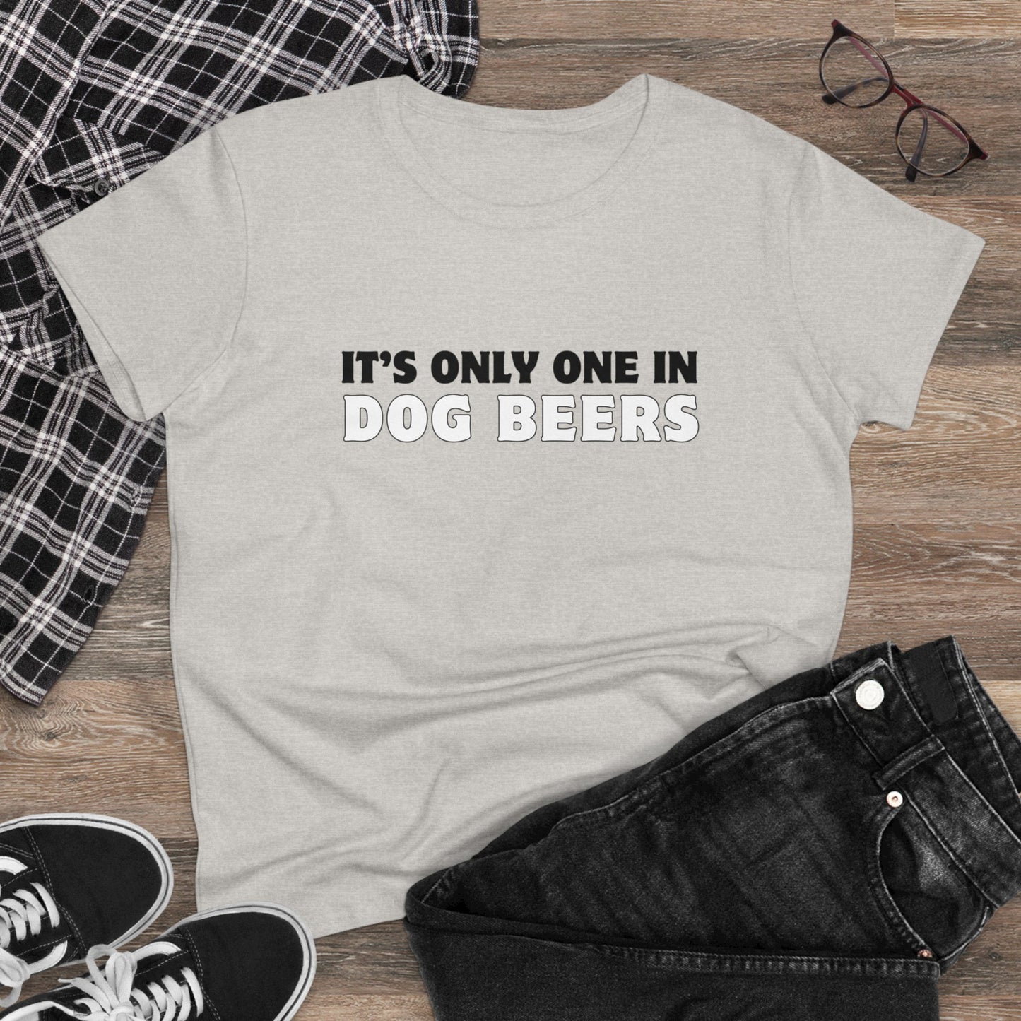 Only One in Dog Beers Women's Midweight Cotton Tee