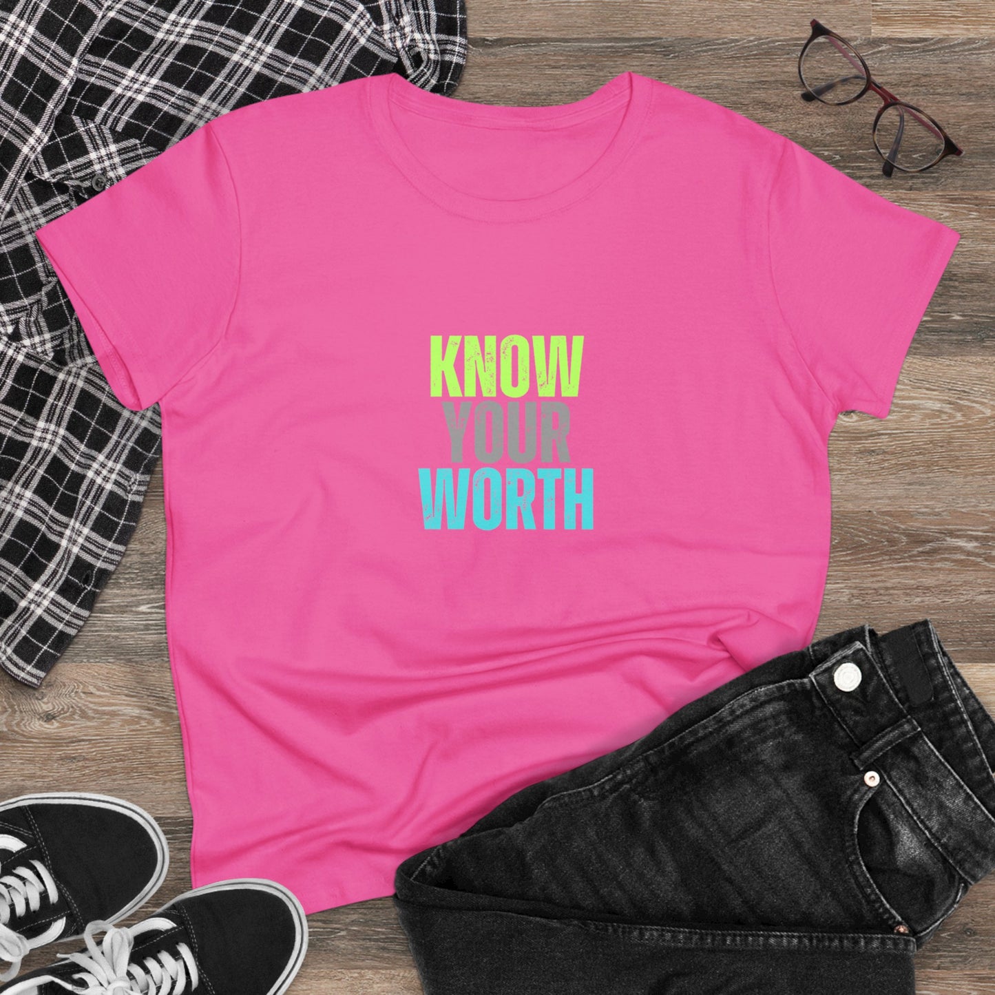 Know Your Worth Women's Midweight Cotton Tee