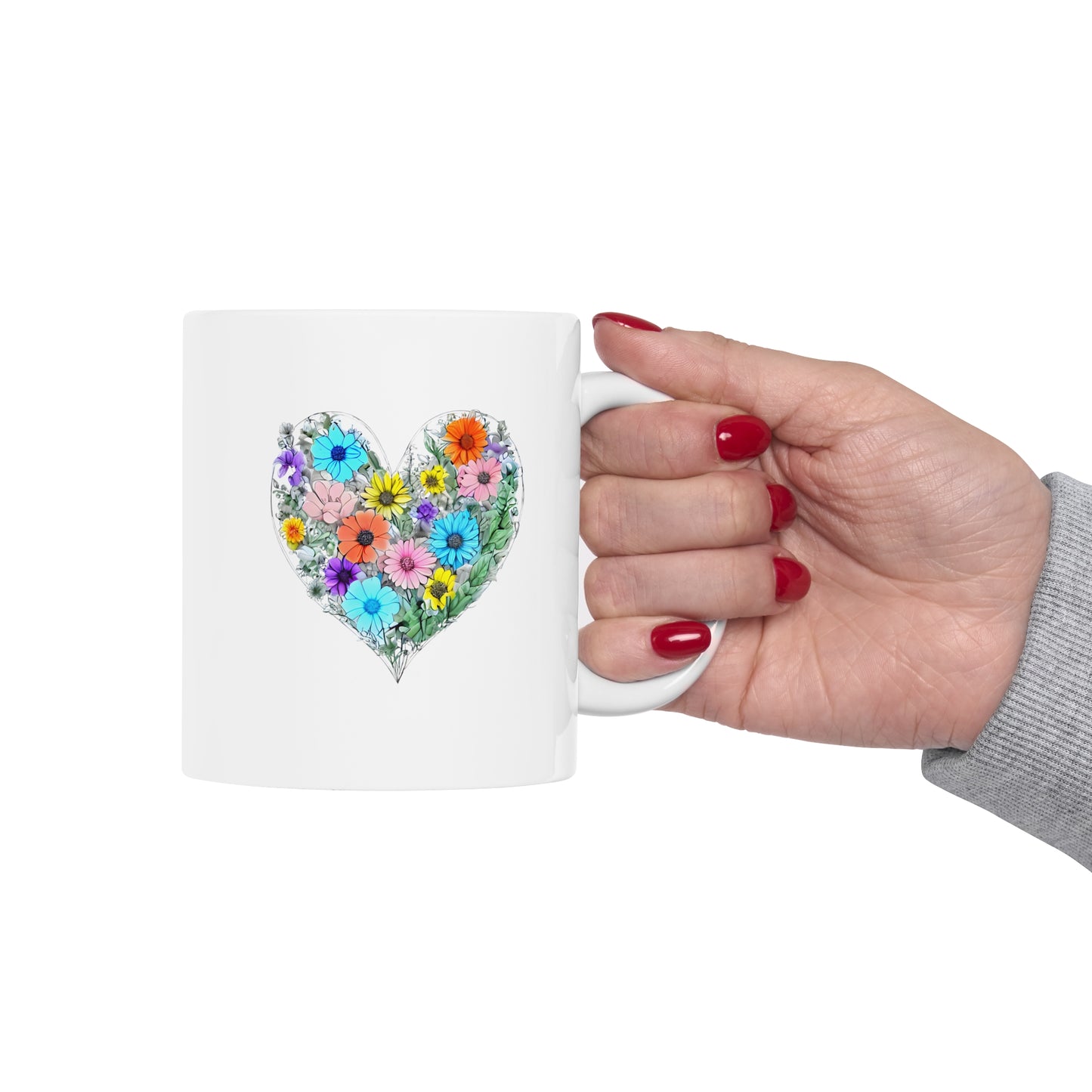 Floral Heart Ceramic Mug 11oz