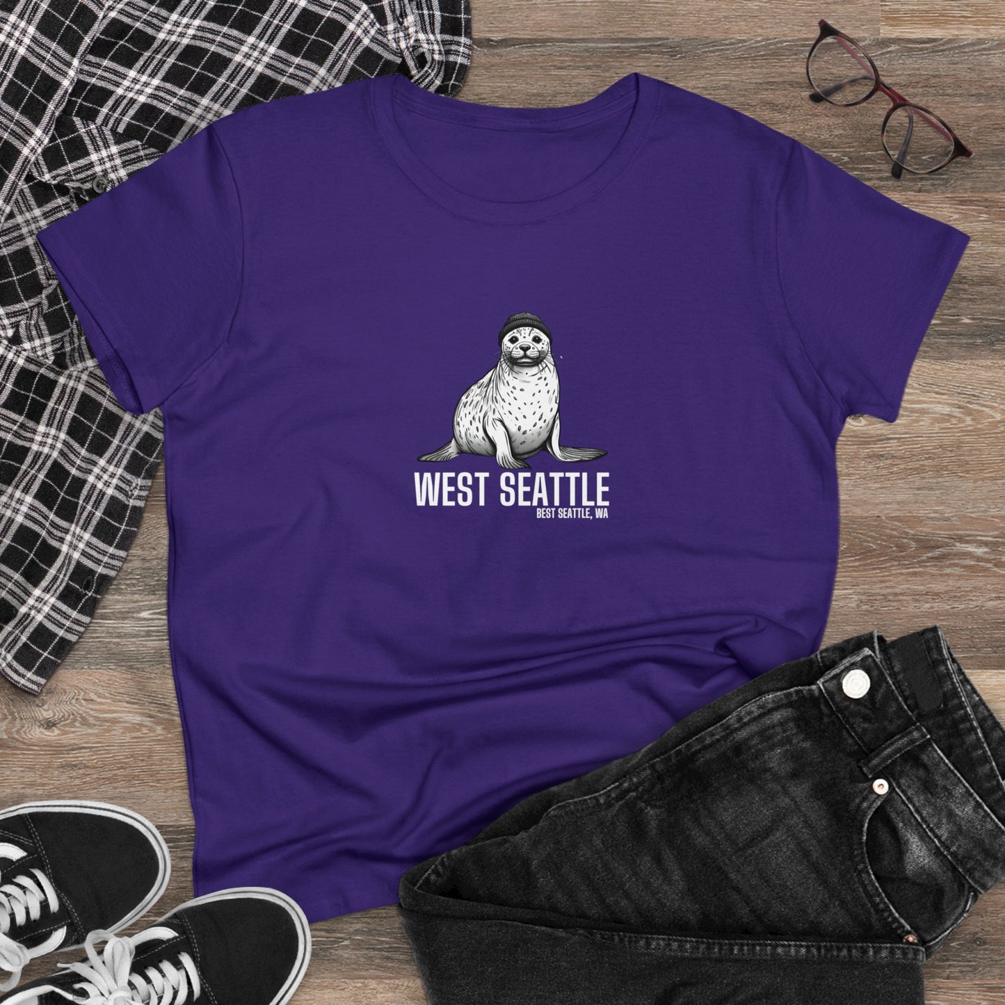 West Seattle Harbor Seal Women's Midweight Cotton Tee