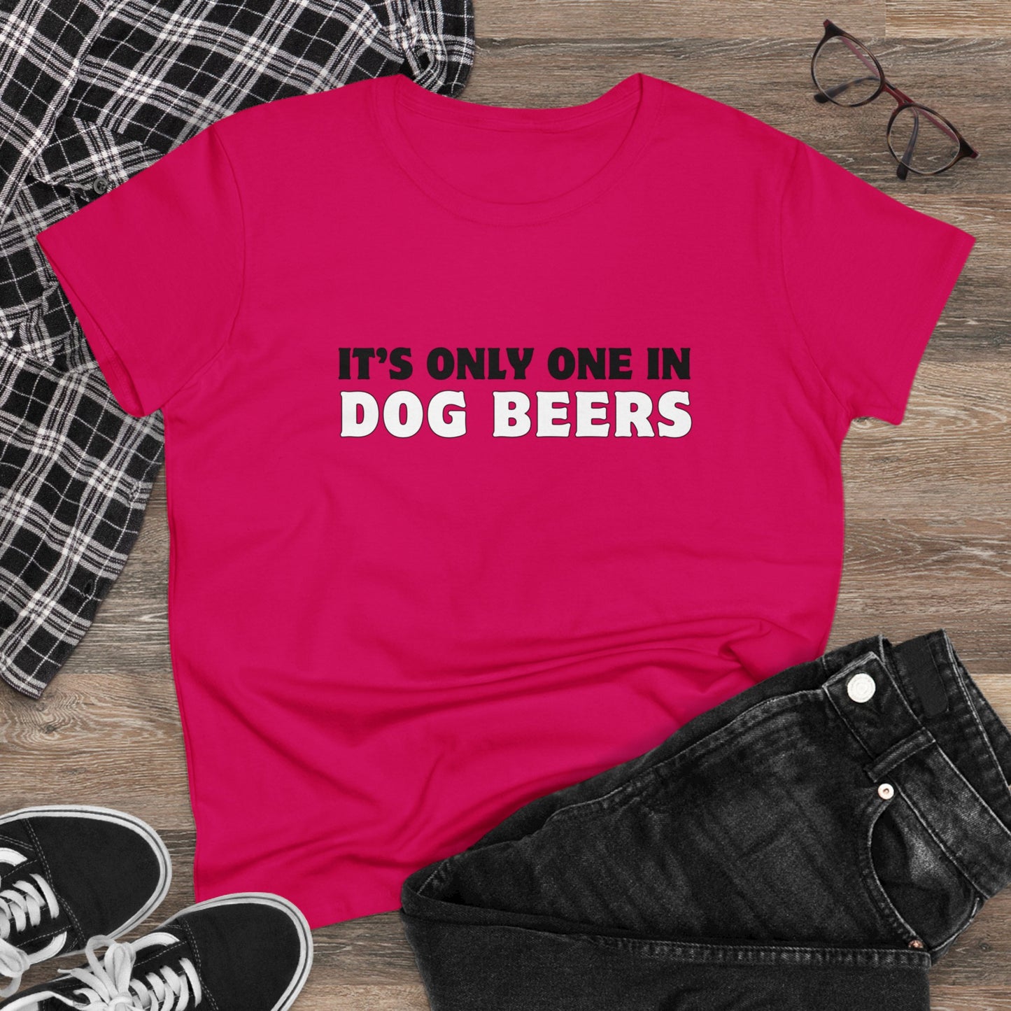 Only One in Dog Beers Women's Midweight Cotton Tee