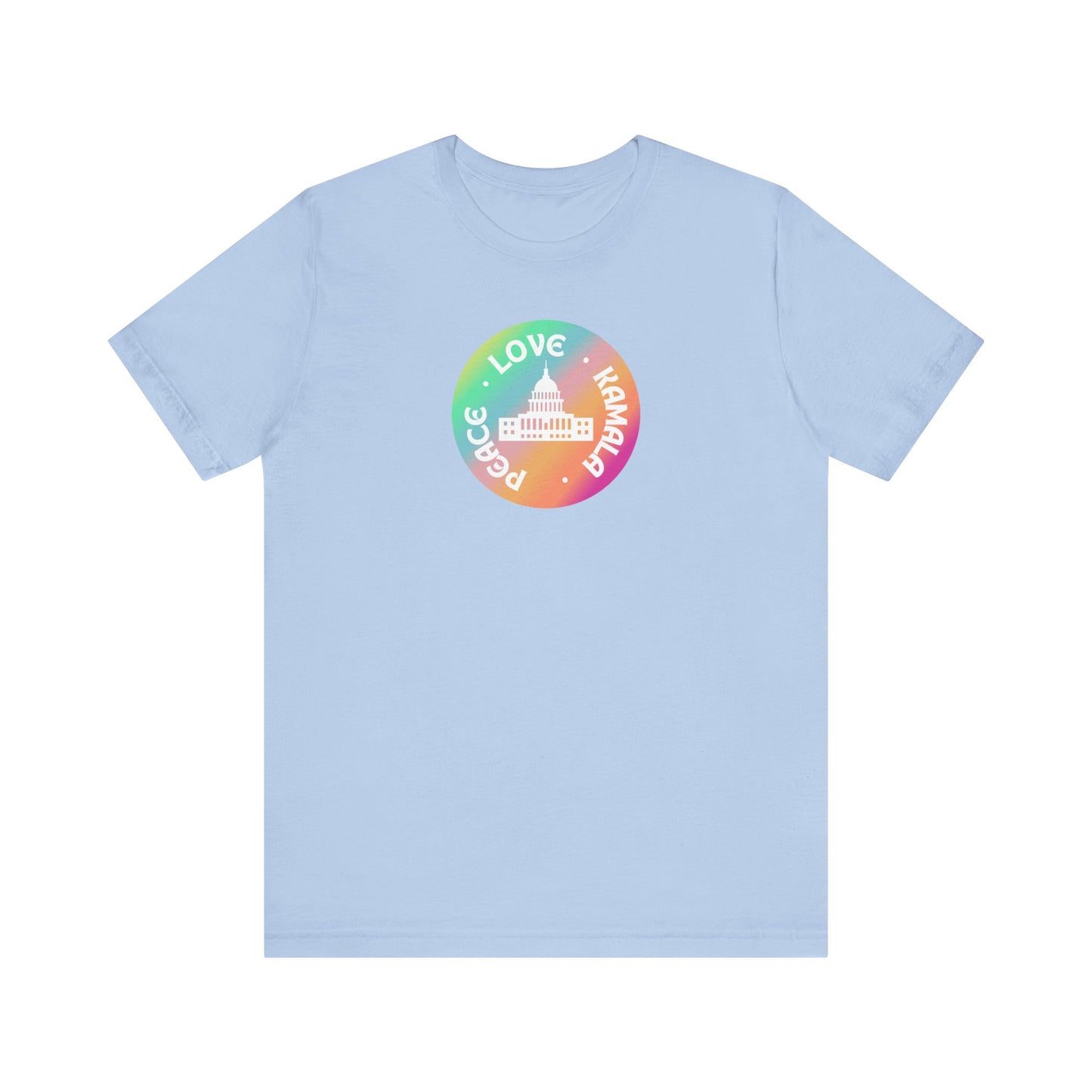 Rainbow Peace Love Kamala Jersey Short Sleeve Tee