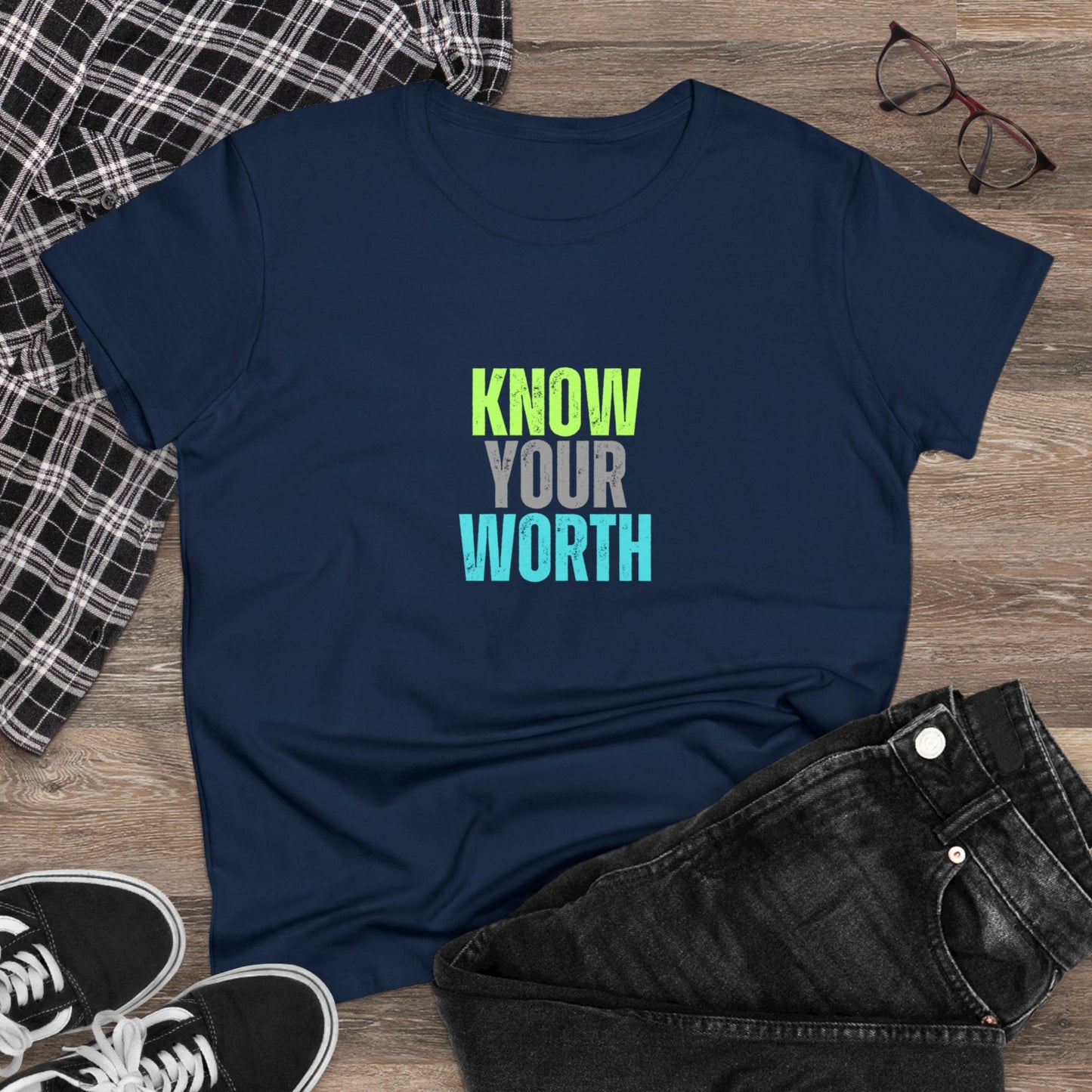 Know Your Worth Women's Midweight Cotton Tee