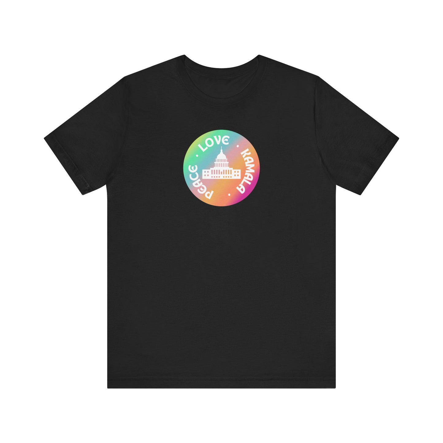 Rainbow Peace Love Kamala Jersey Short Sleeve Tee